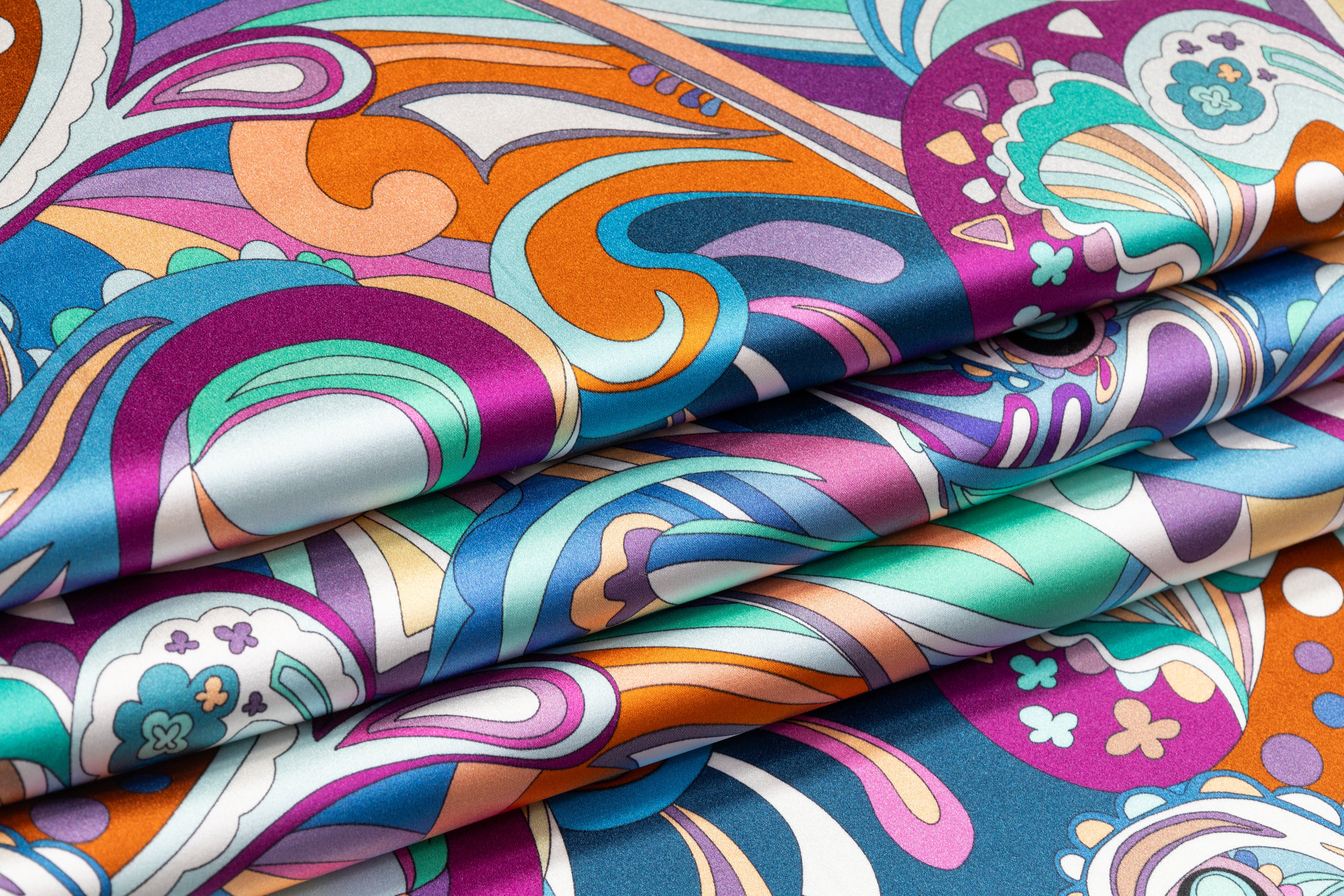 Abstract Italian Stretch Silk Charmeuse - Multicolor