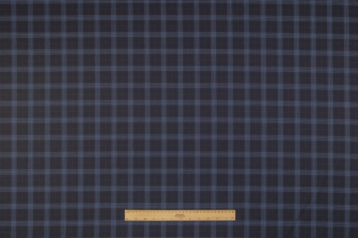 Piacenza - Checked Italian Cashmere Silk Suiting - Navy