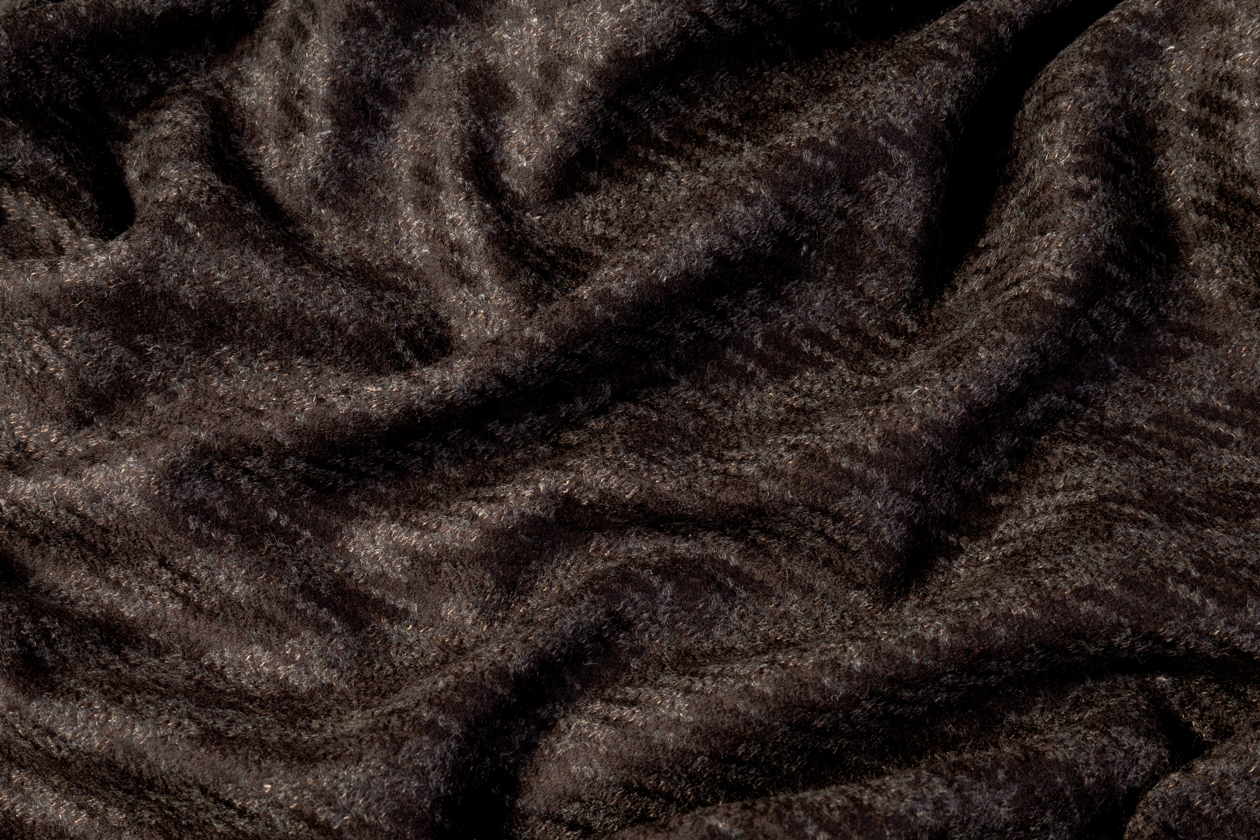 Houndstooth Italian Wool Coating - Smoky Brown