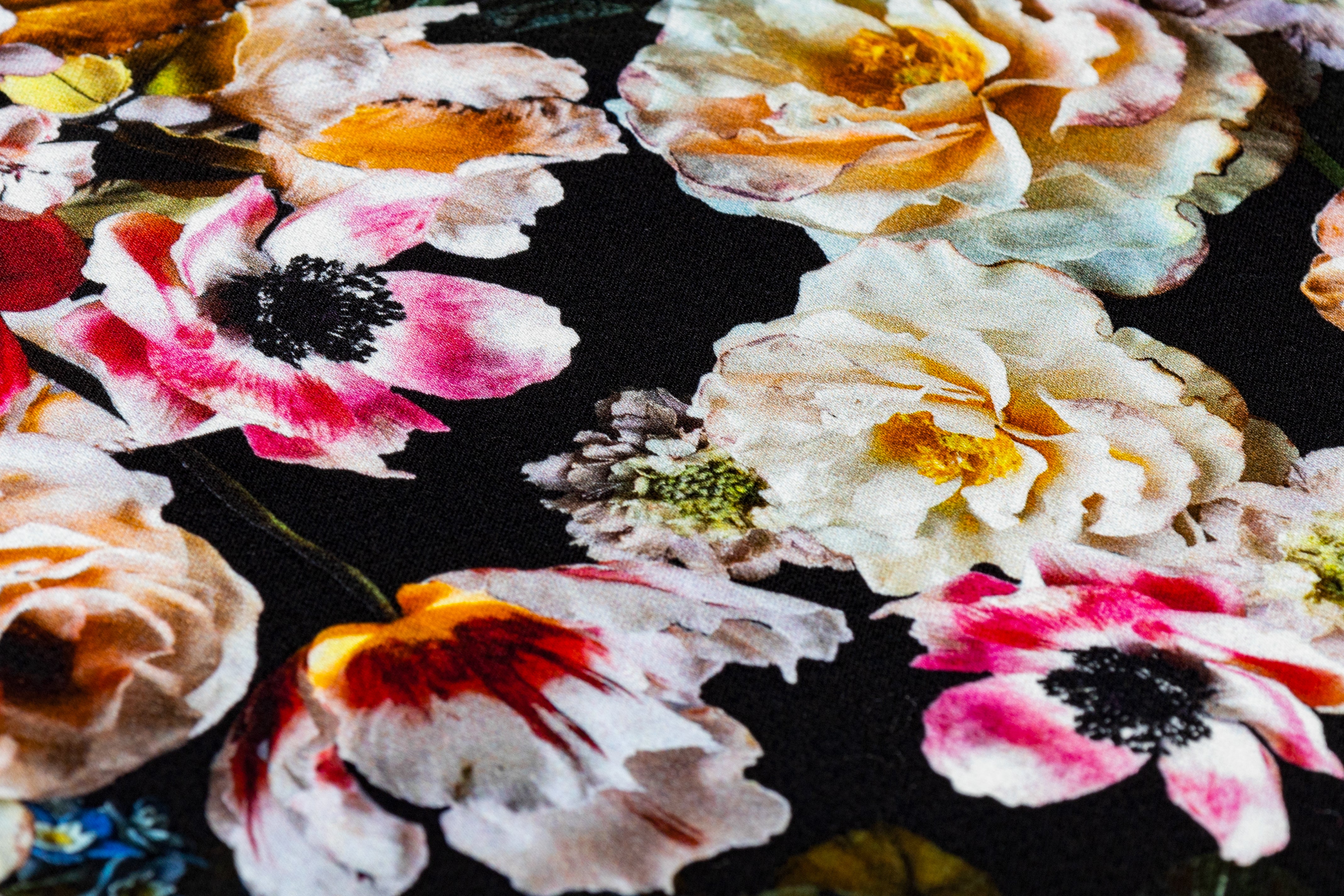 Adam Lippes - Floral Italian Cotton Duchess Satin - Black / Multicolor