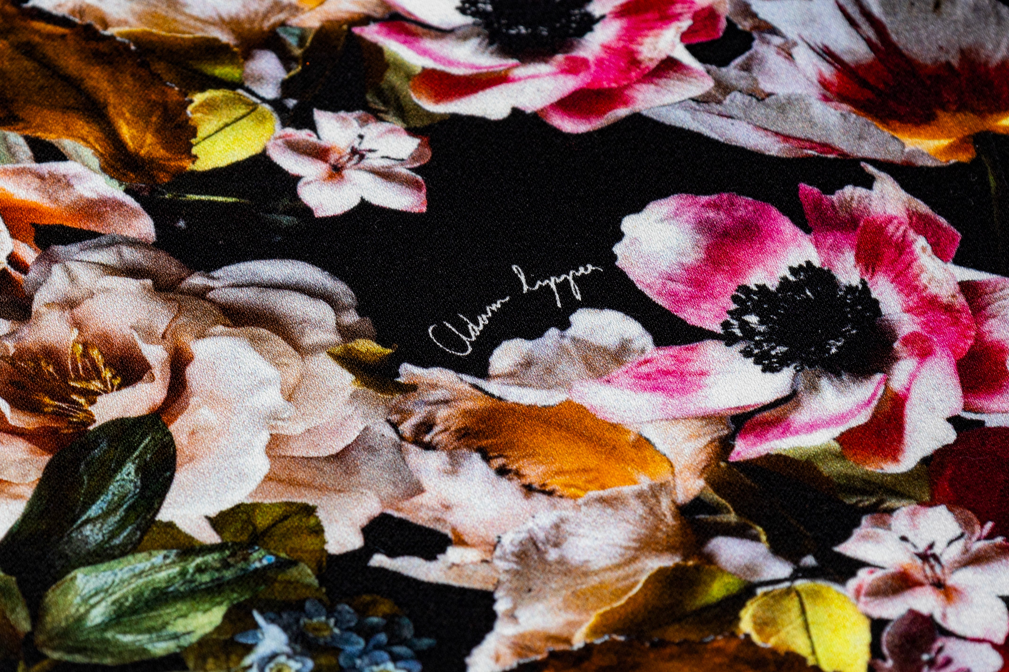 Adam Lippes - Floral Italian Cotton Duchess Satin - Black / Multicolor
