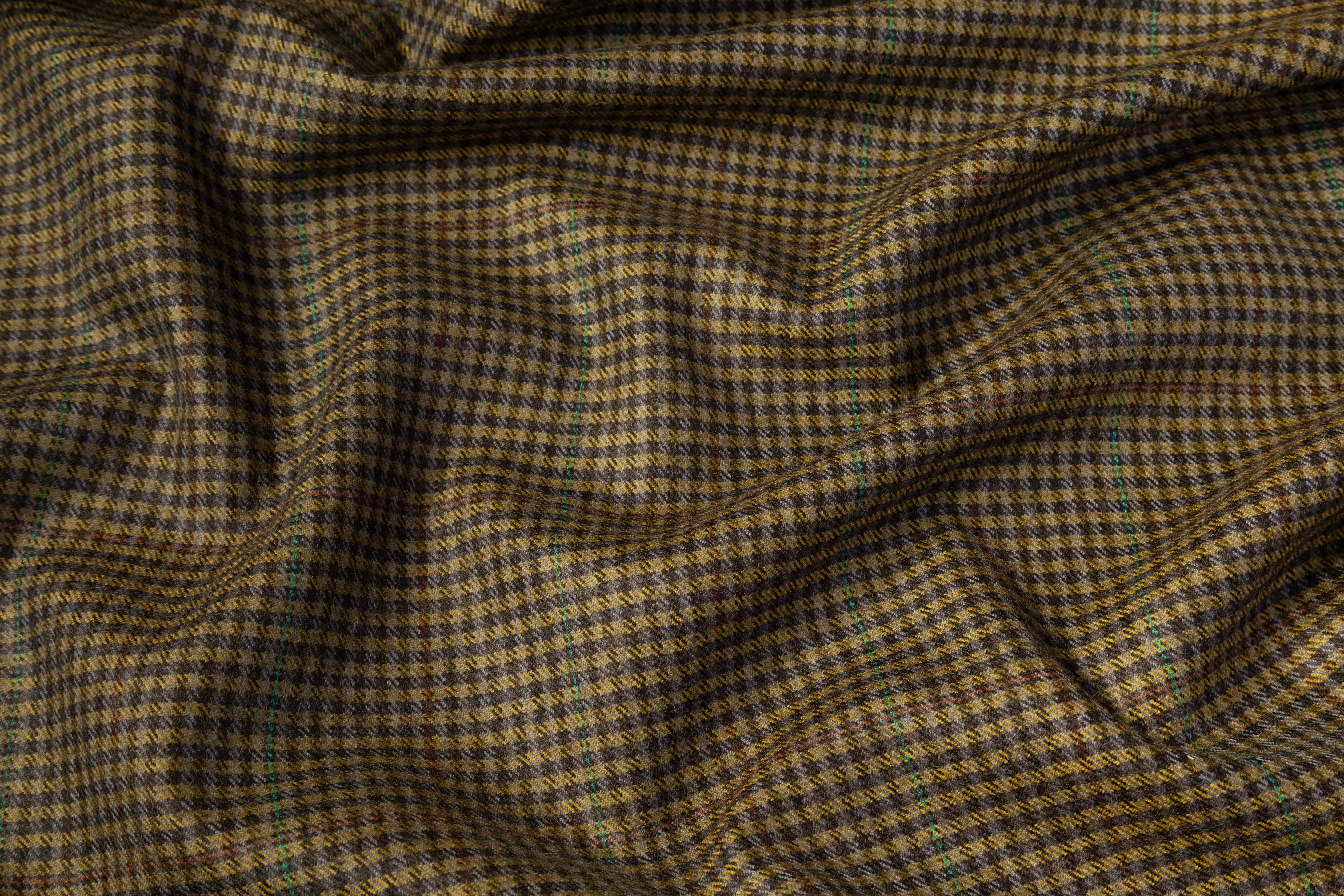 Tollegno - Plaid Italian Wool Suiting - Antique Brass