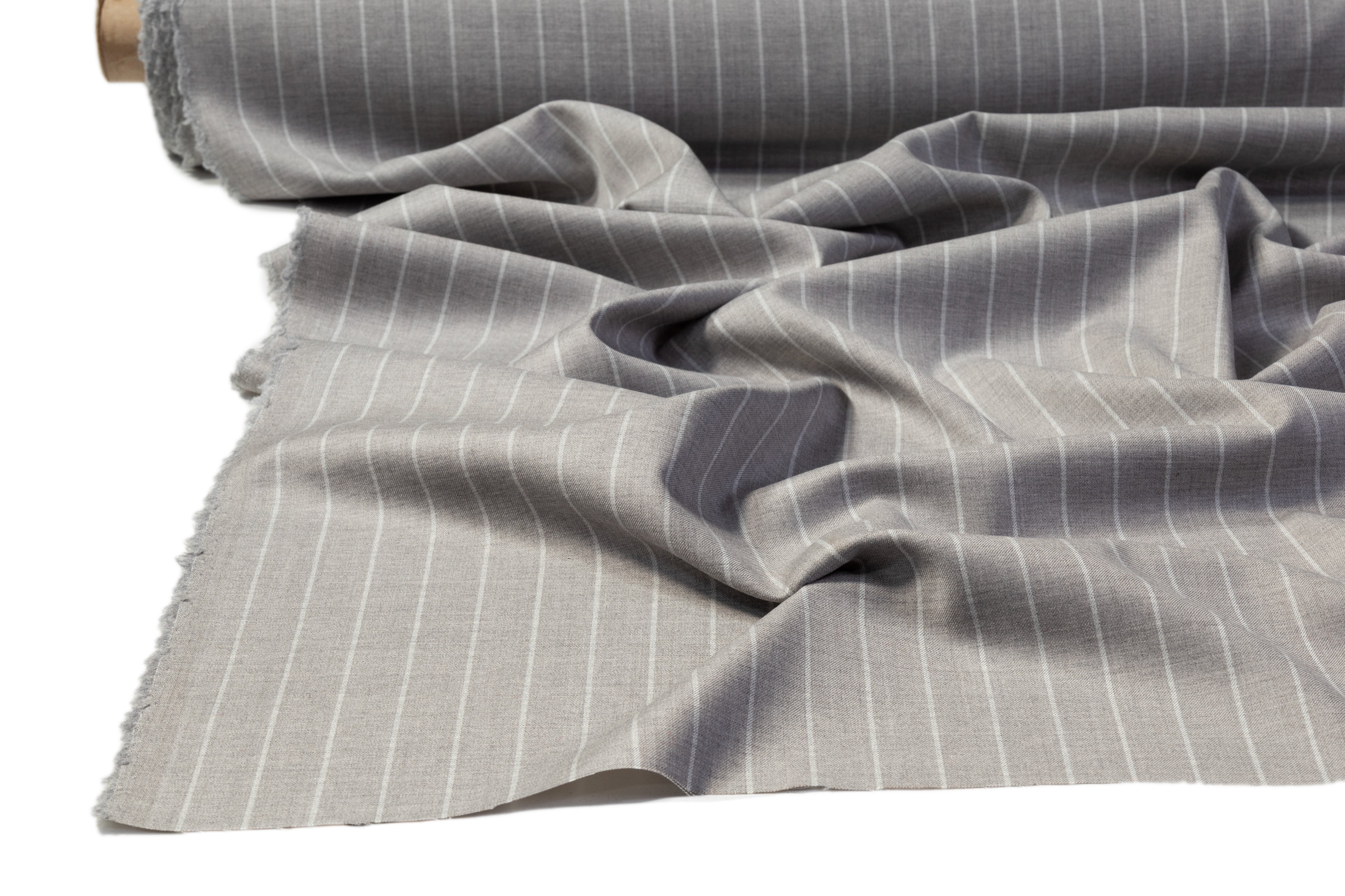 Vitale Barberis Canonico - Striped Italian Wool Suiting - Gray