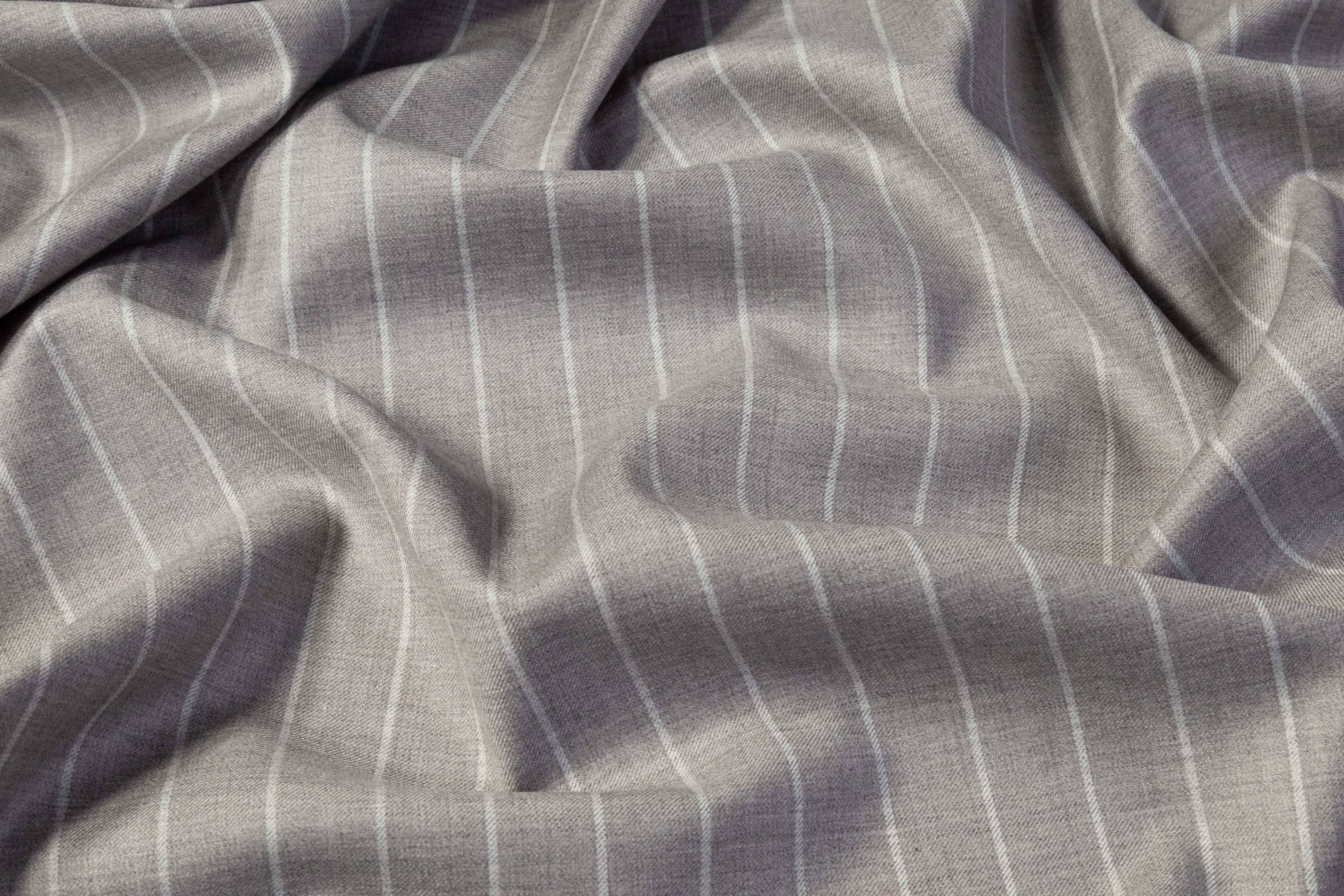 Vitale Barberis Canonico - Striped Italian Wool Suiting - Gray