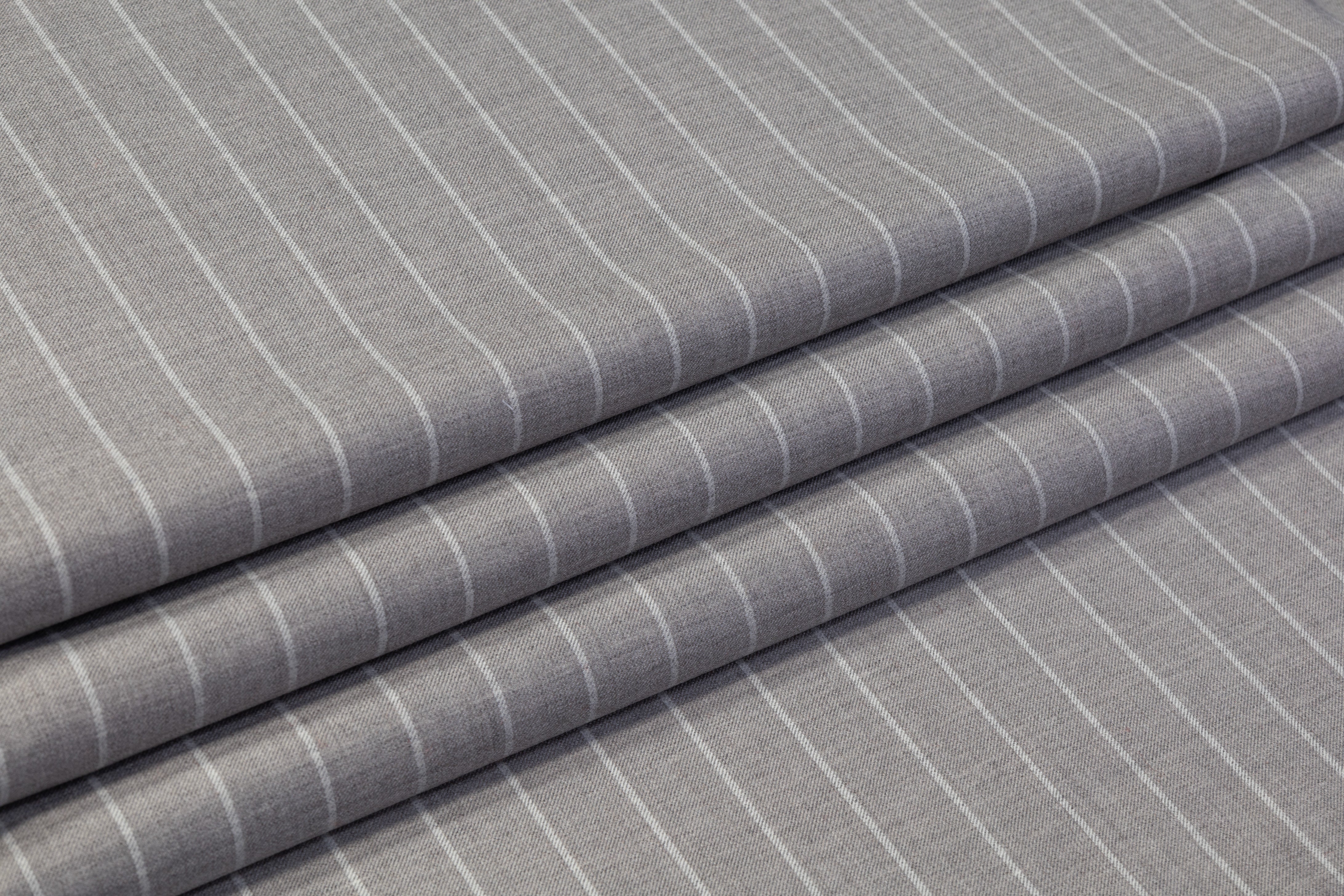 Vitale Barberis Canonico - Striped Italian Wool Suiting - Gray