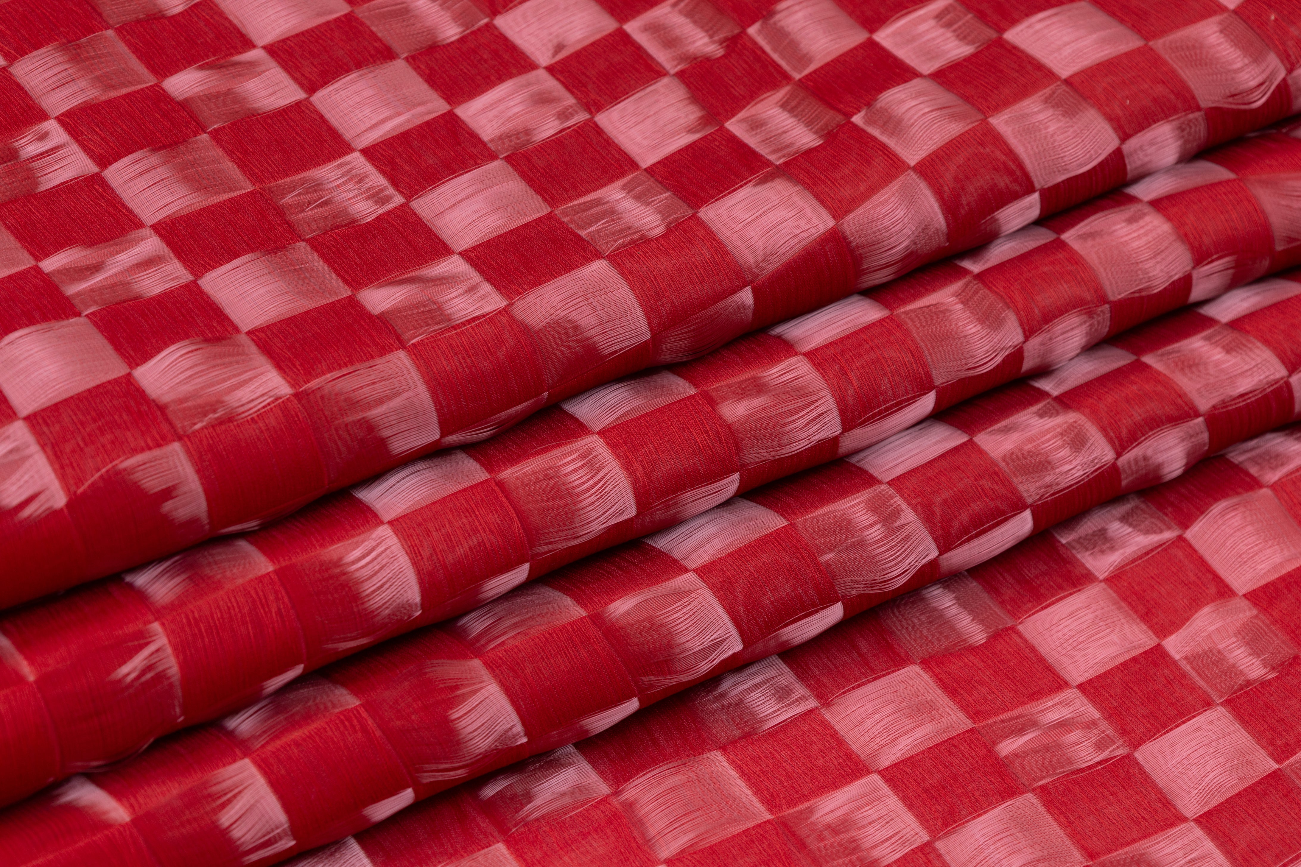 Armani - Liquid Checkerboard Novelty Silk Blend - Red