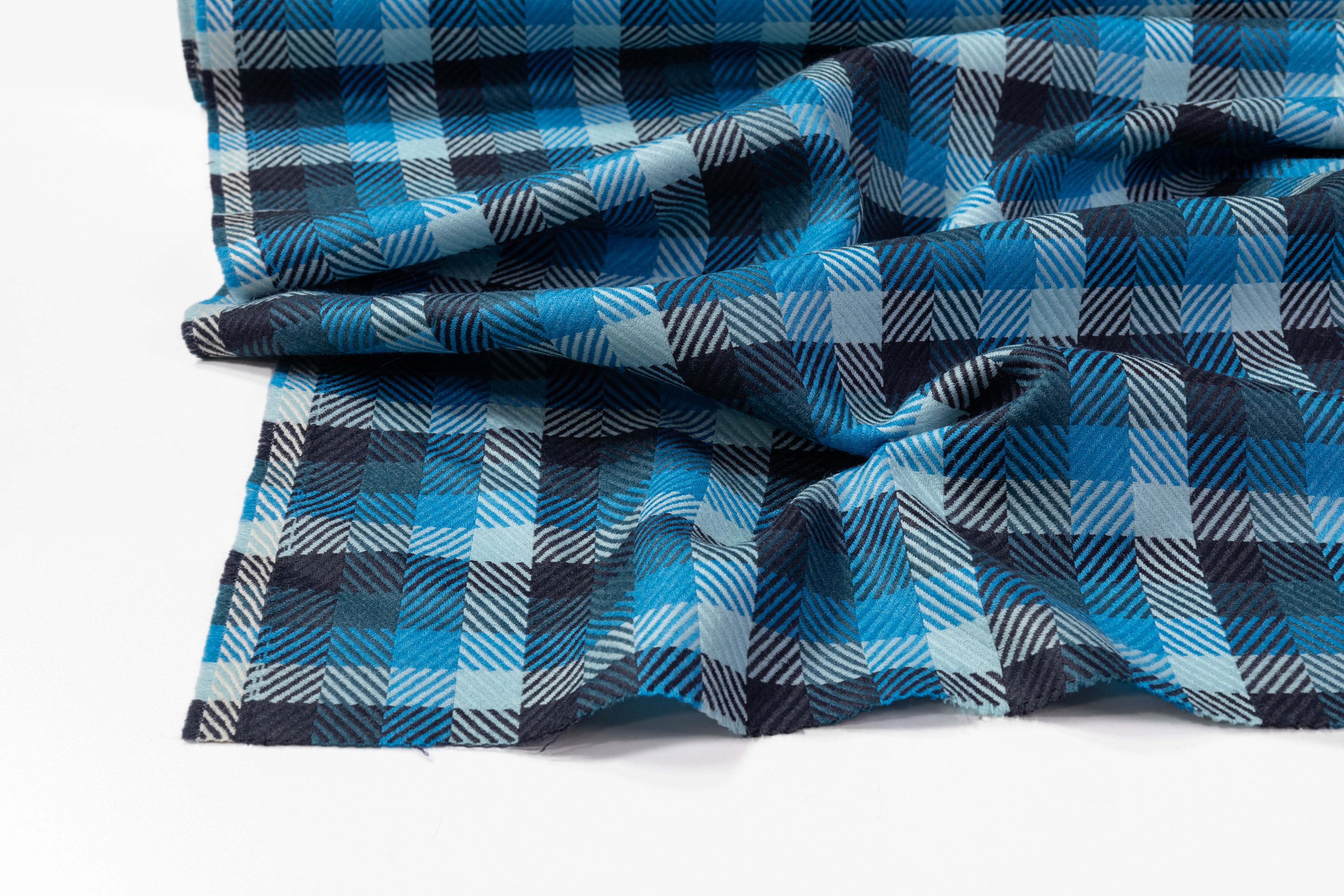 Checked Italian Wool - Teal / Blue