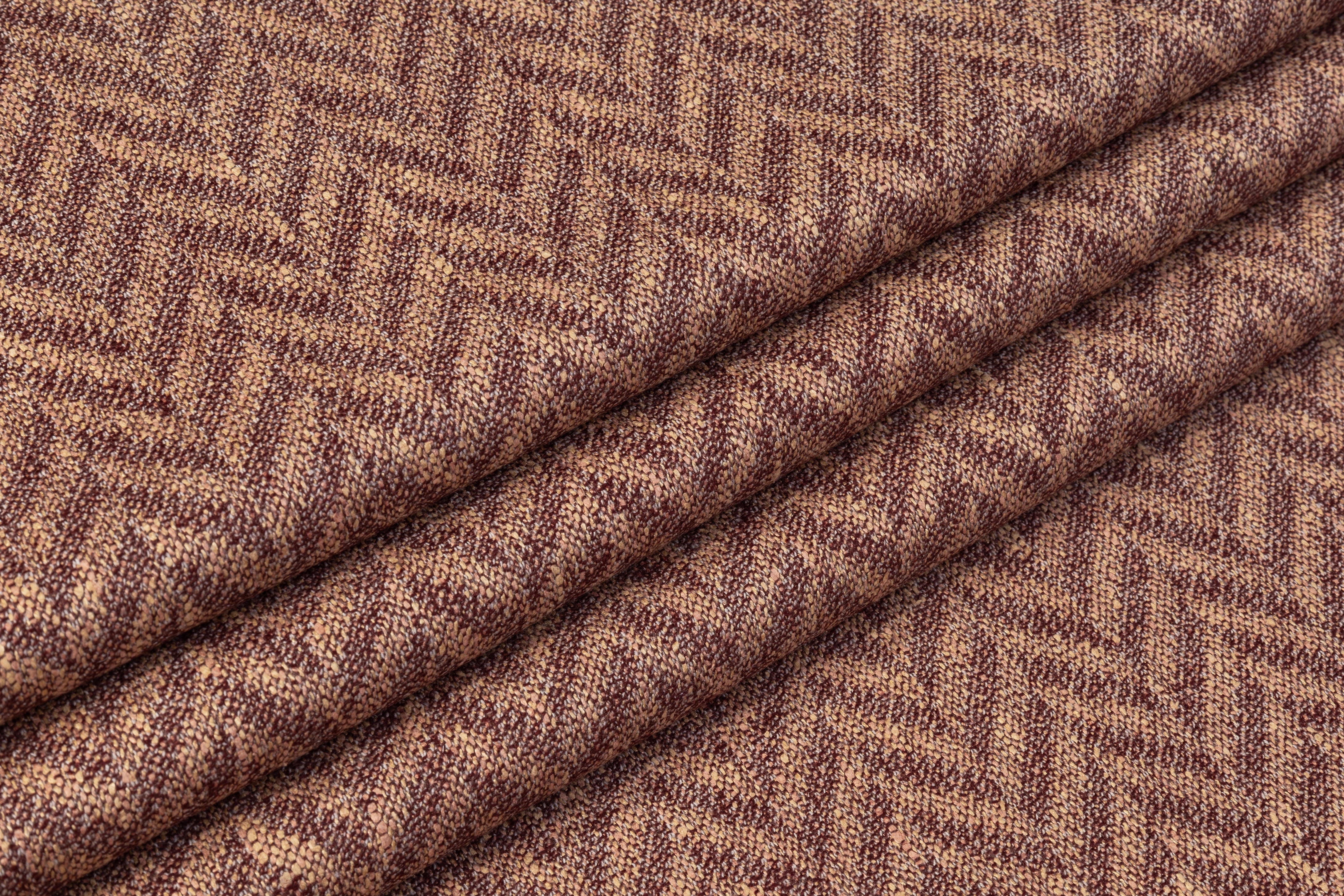 Herringbone Italian Wool Suiting - Dark Mauve / Beige