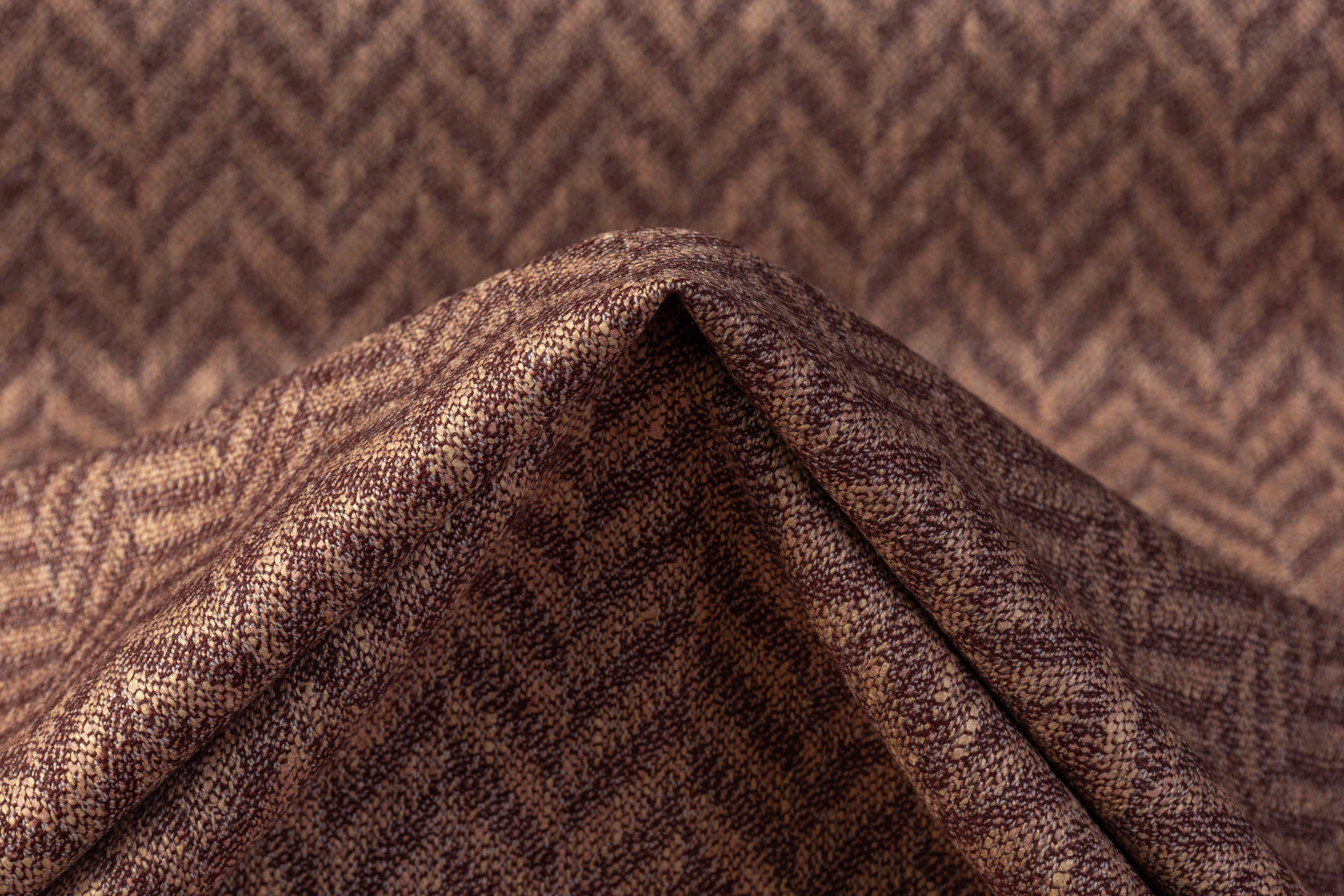 Herringbone Italian Wool Suiting - Dark Mauve / Beige