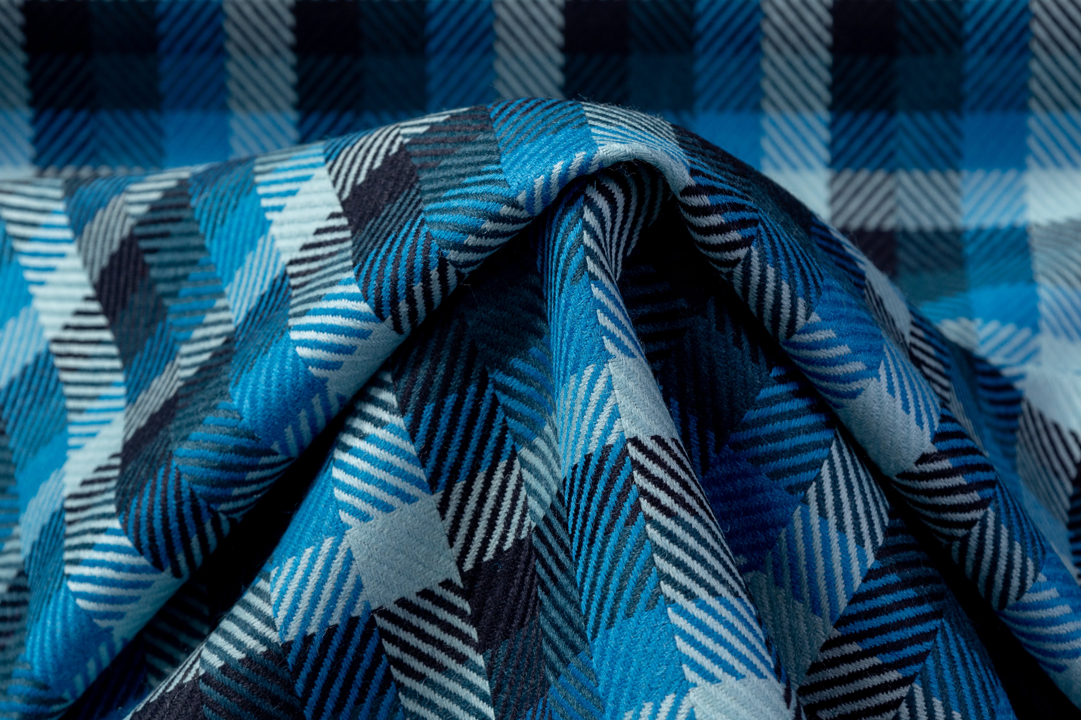 Checked Italian Wool - Teal / Blue