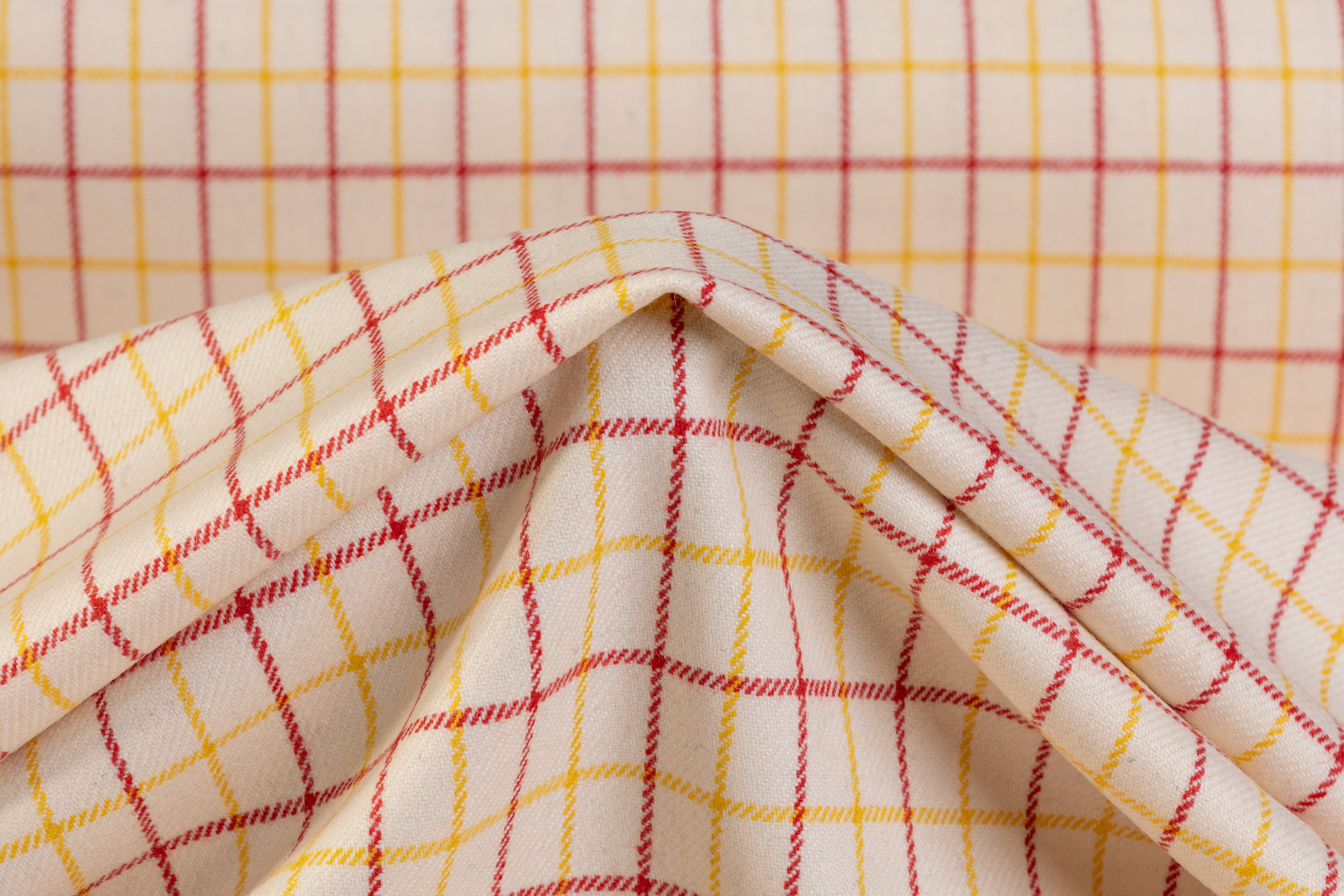 Checked Italian Wool - Ivory / Yellow / Red