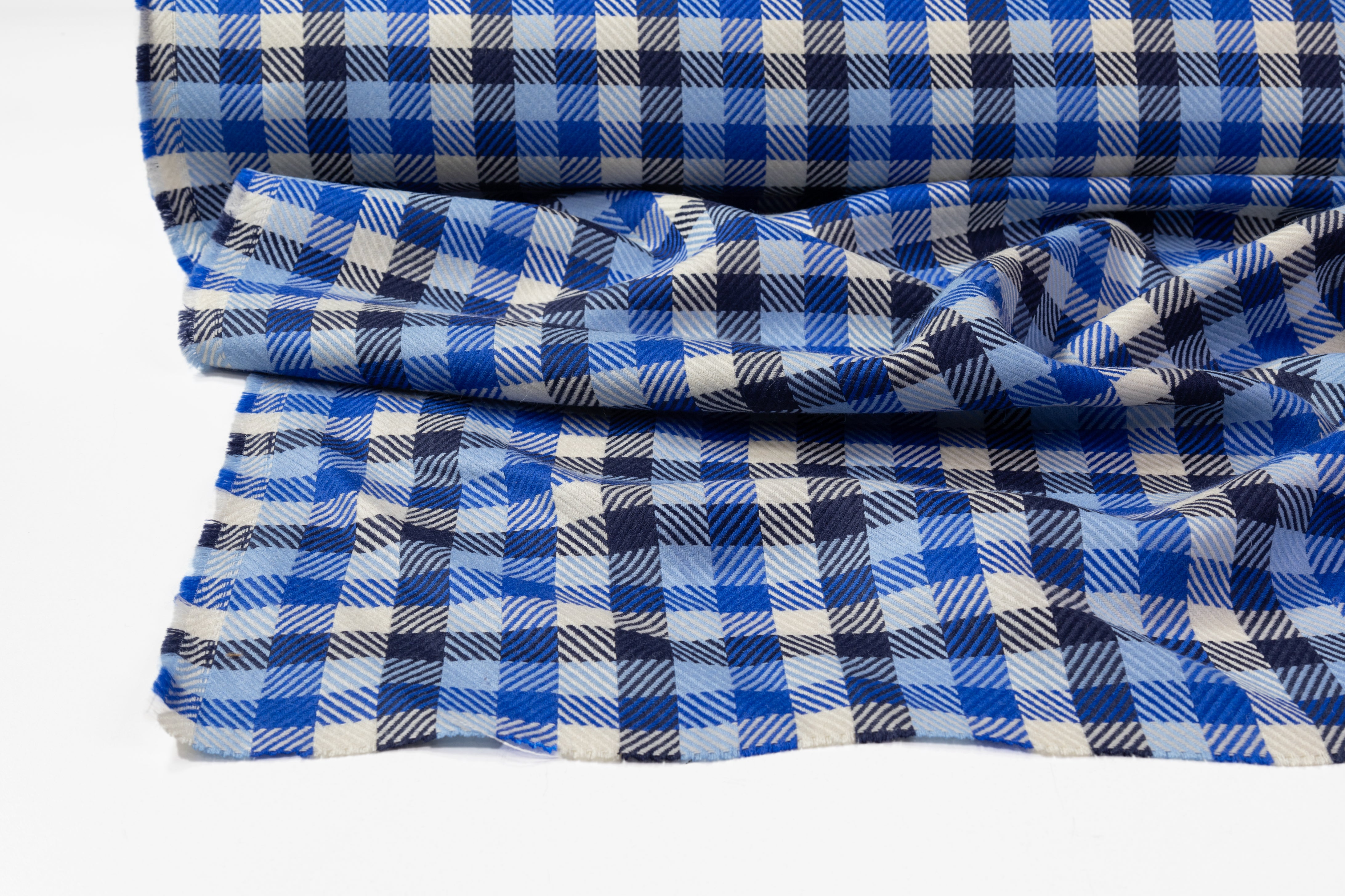 Checked Italian Wool - Blue / White