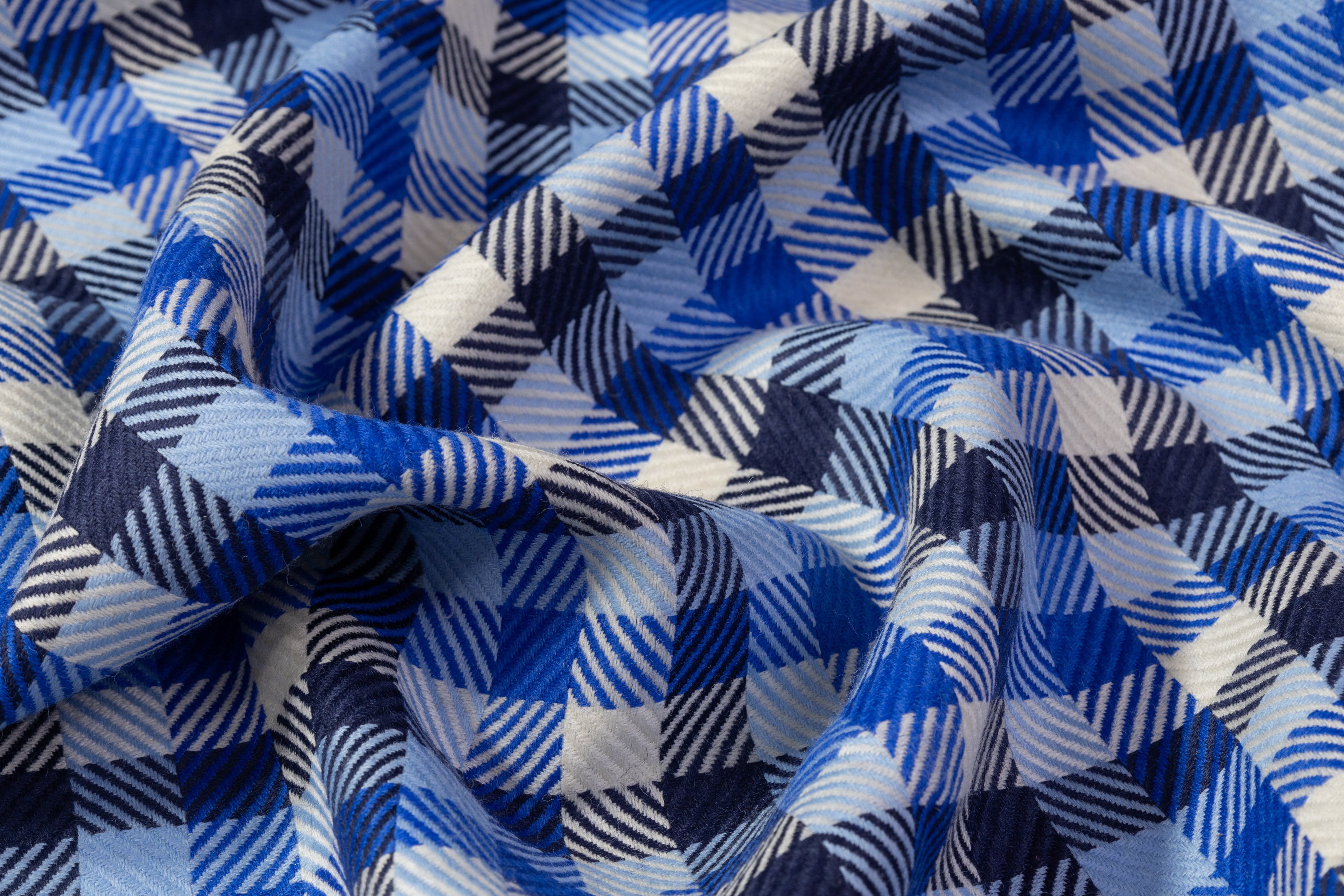Checked Italian Wool - Blue / White