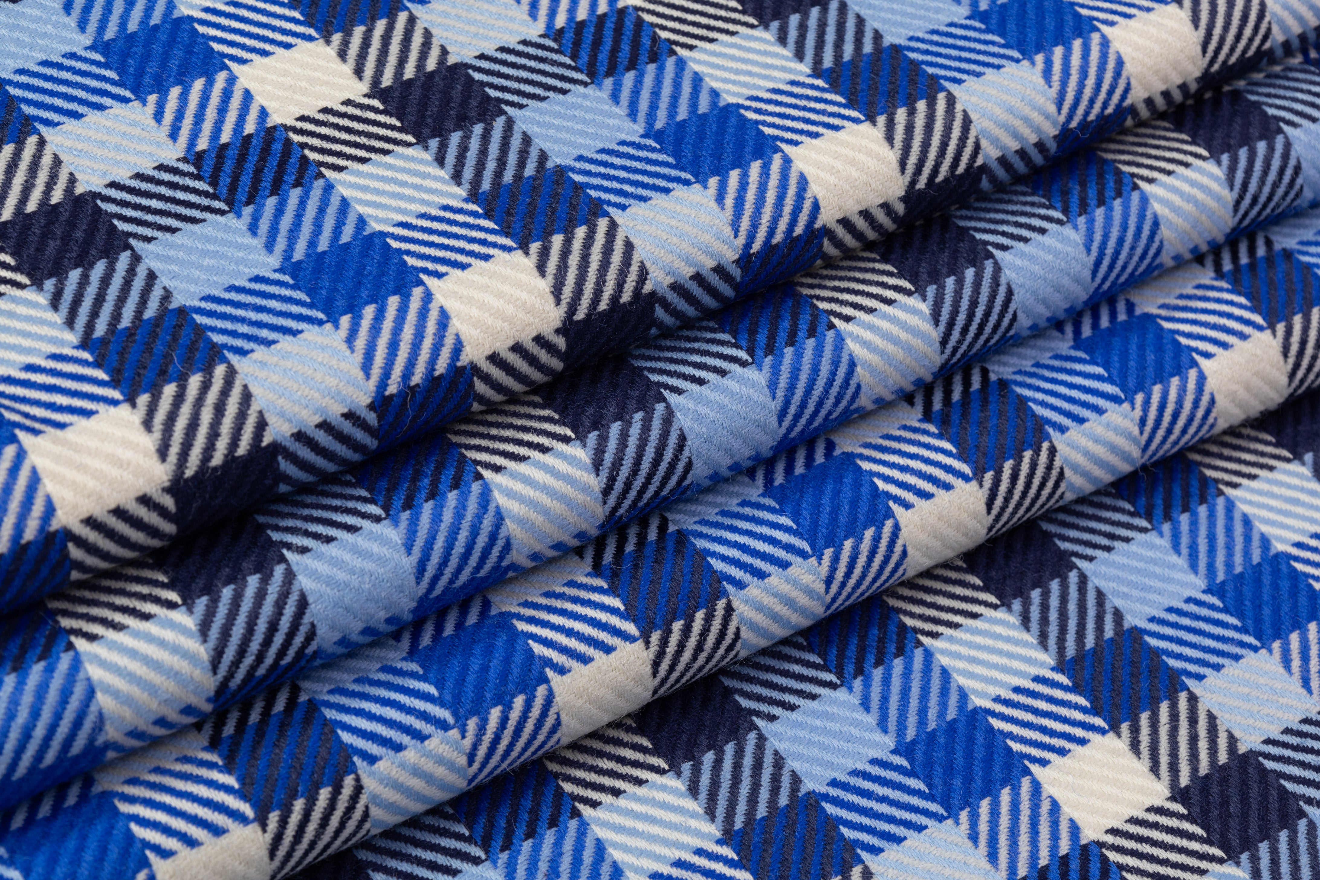 Checked Italian Wool - Blue / White