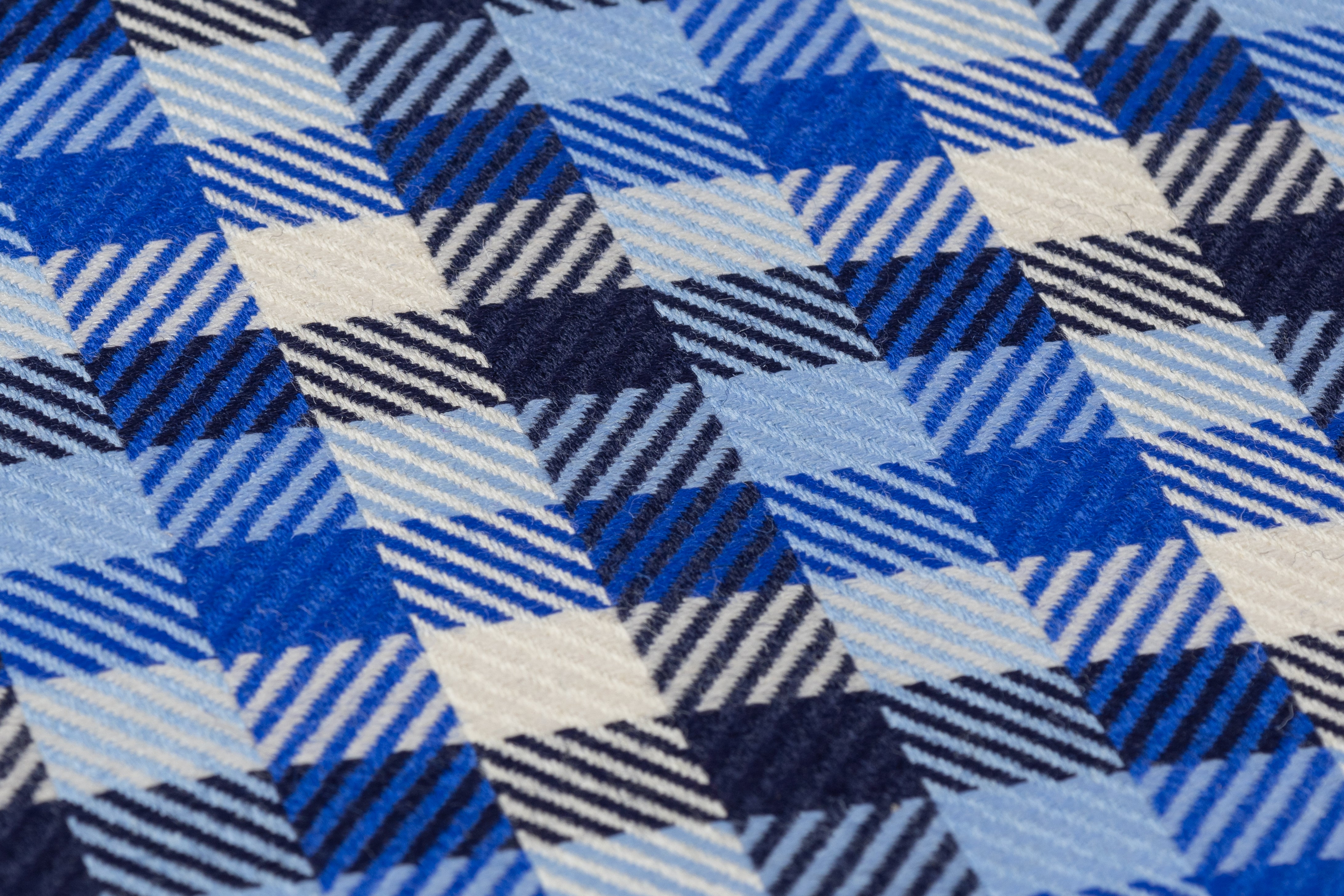 Checked Italian Wool - Blue / White