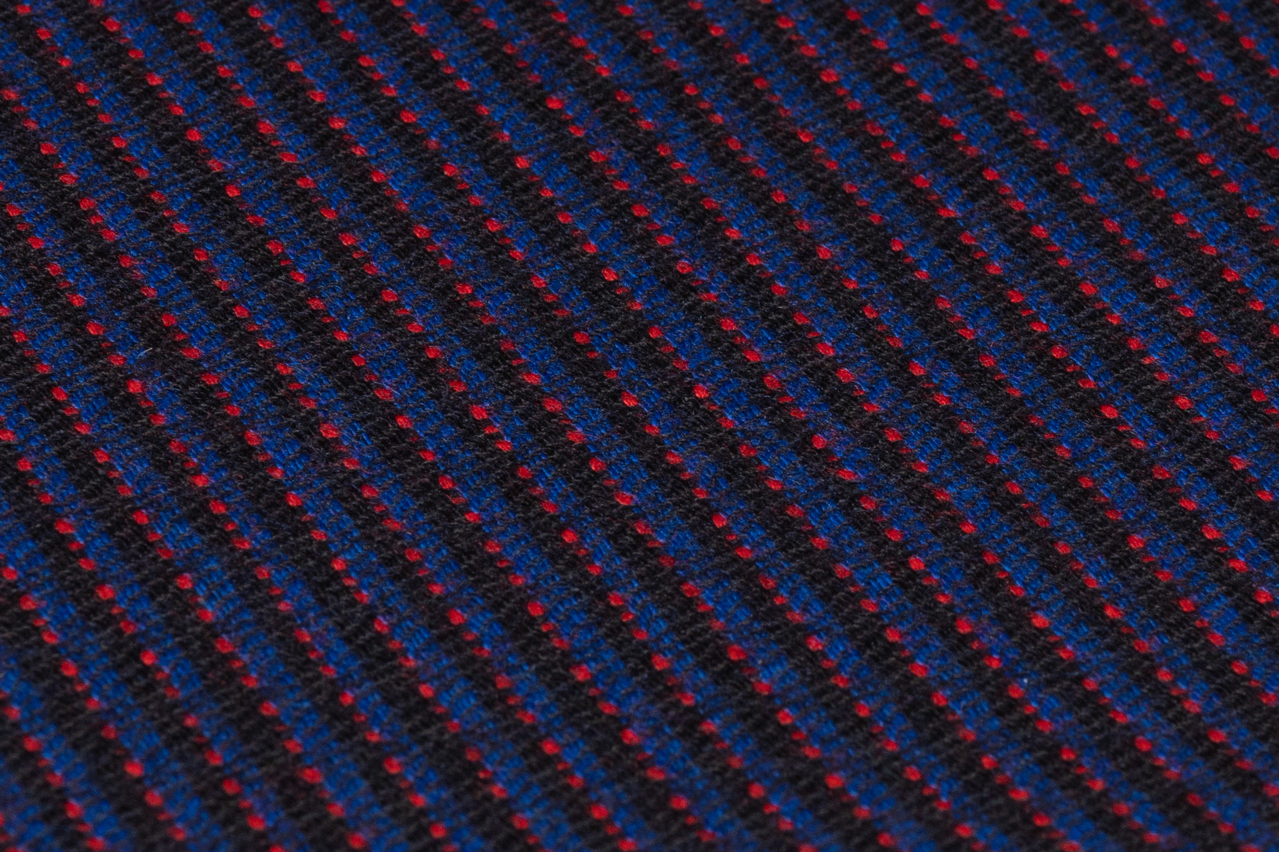 Textured Striped Italian Wool Suiting - Blue / Red / Black
