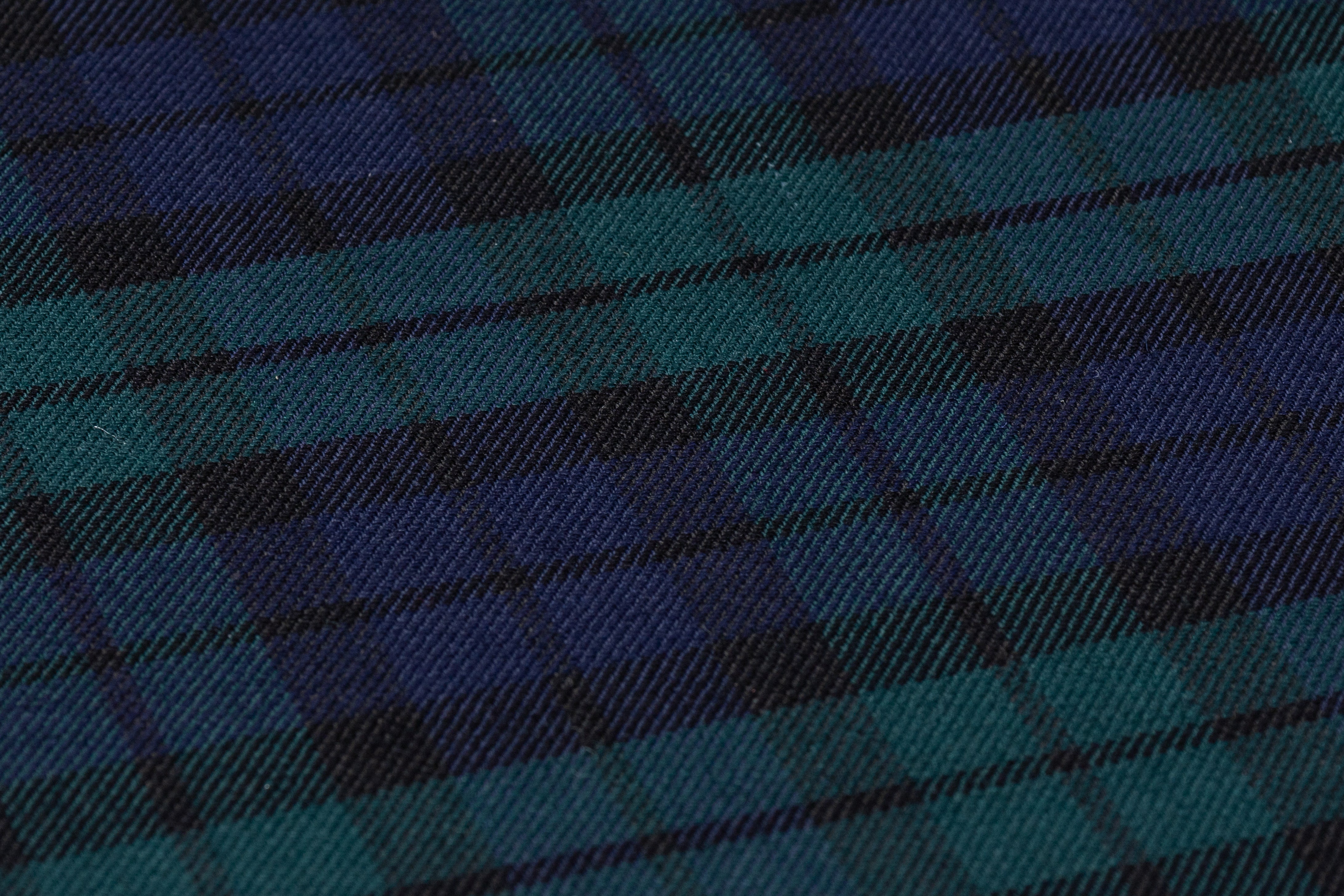 Checked Italian Stretch Wool Suiting - Green / Navy