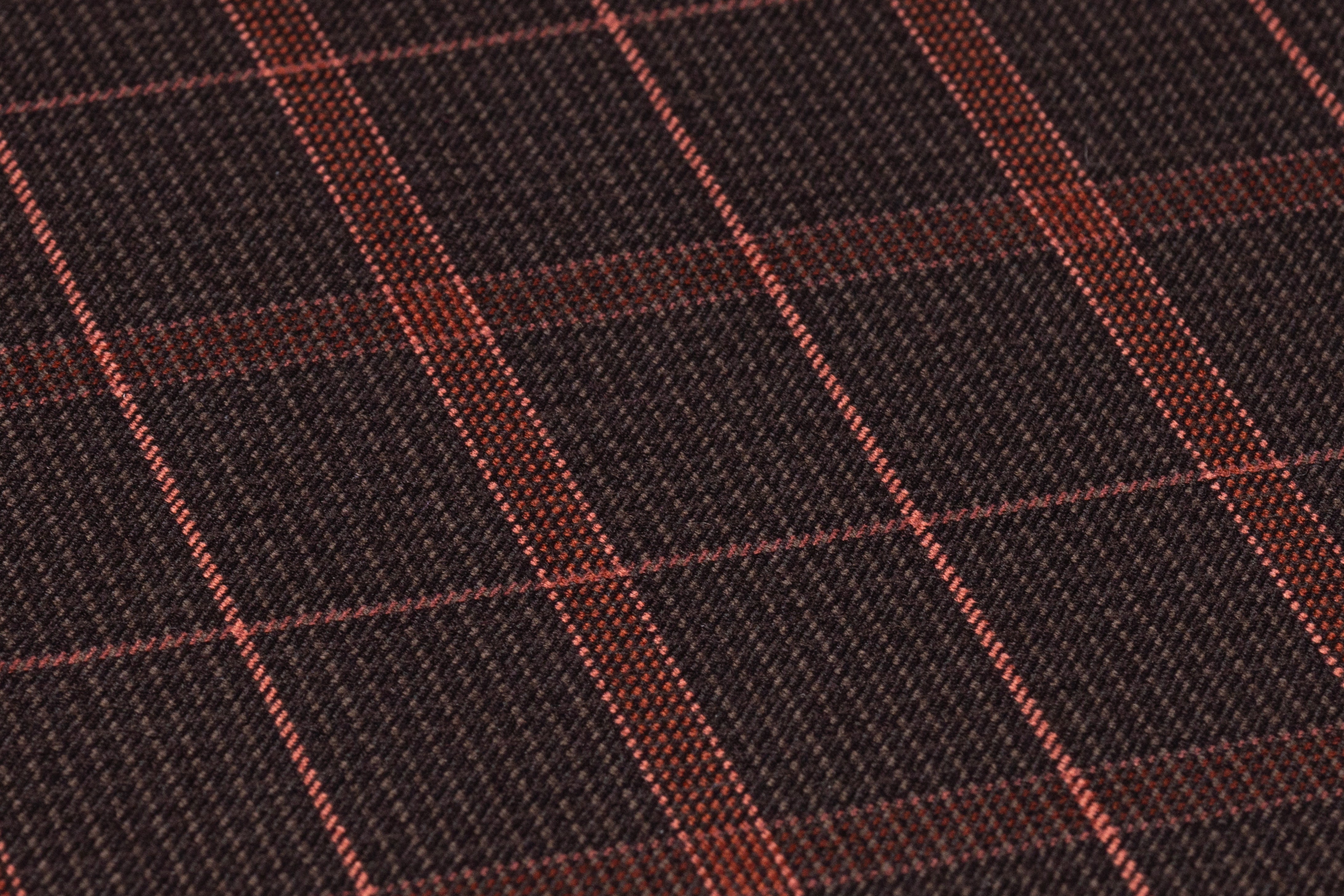 Checked Italian Wool Suiting - Brown / Coral