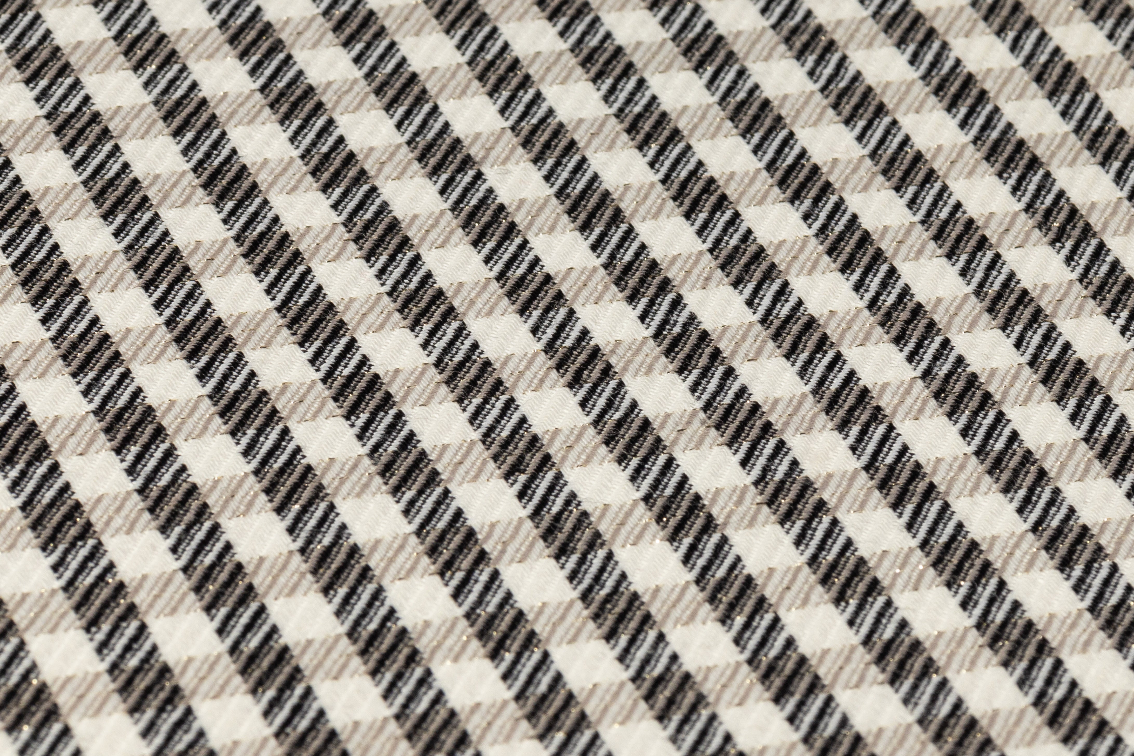 Metallic Checked Italian Wool Twill - Black / Taupe / Ivory / Gold