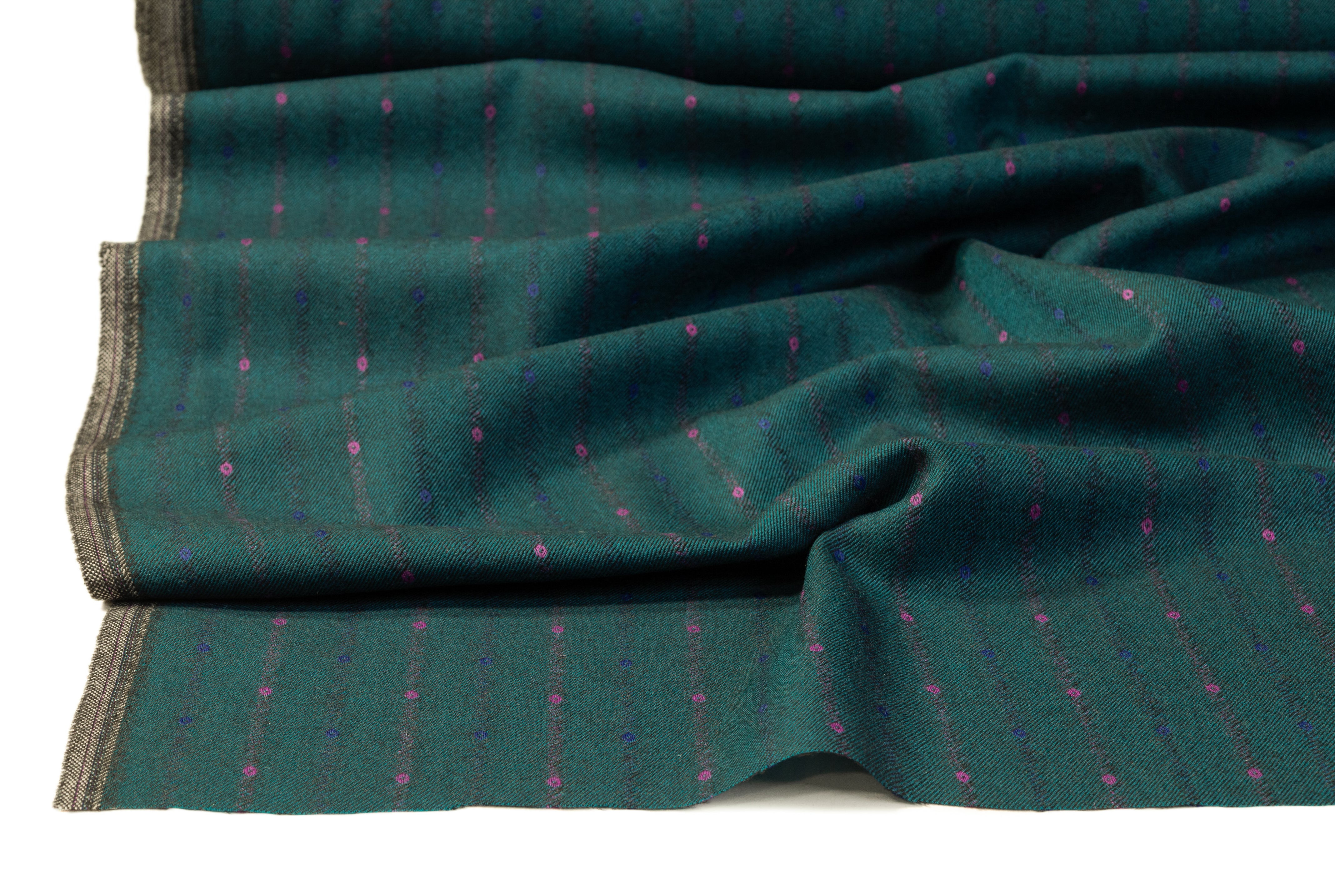 Striped Italian Wool Suiting - Teal