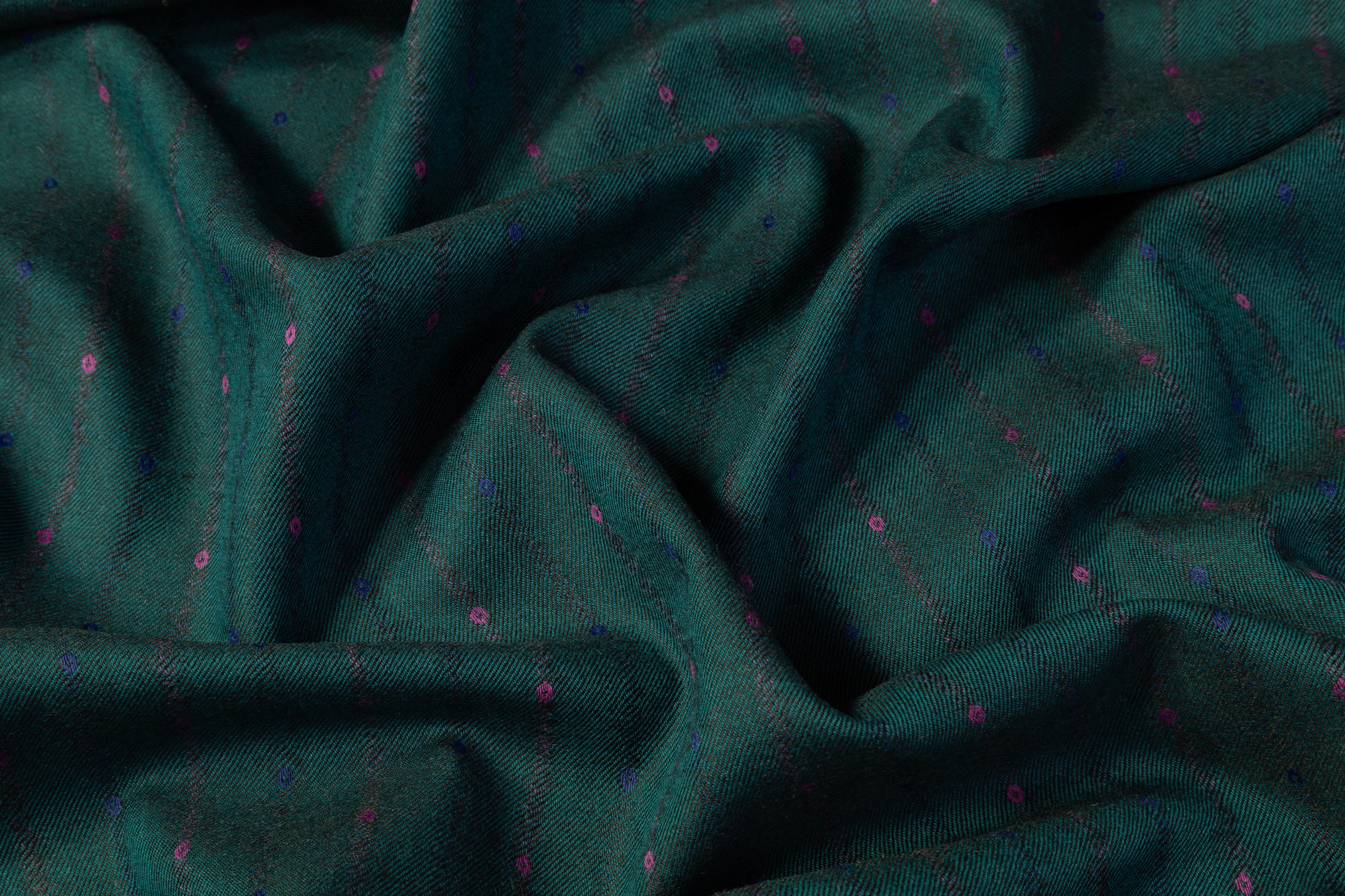 Striped Italian Wool Suiting - Teal