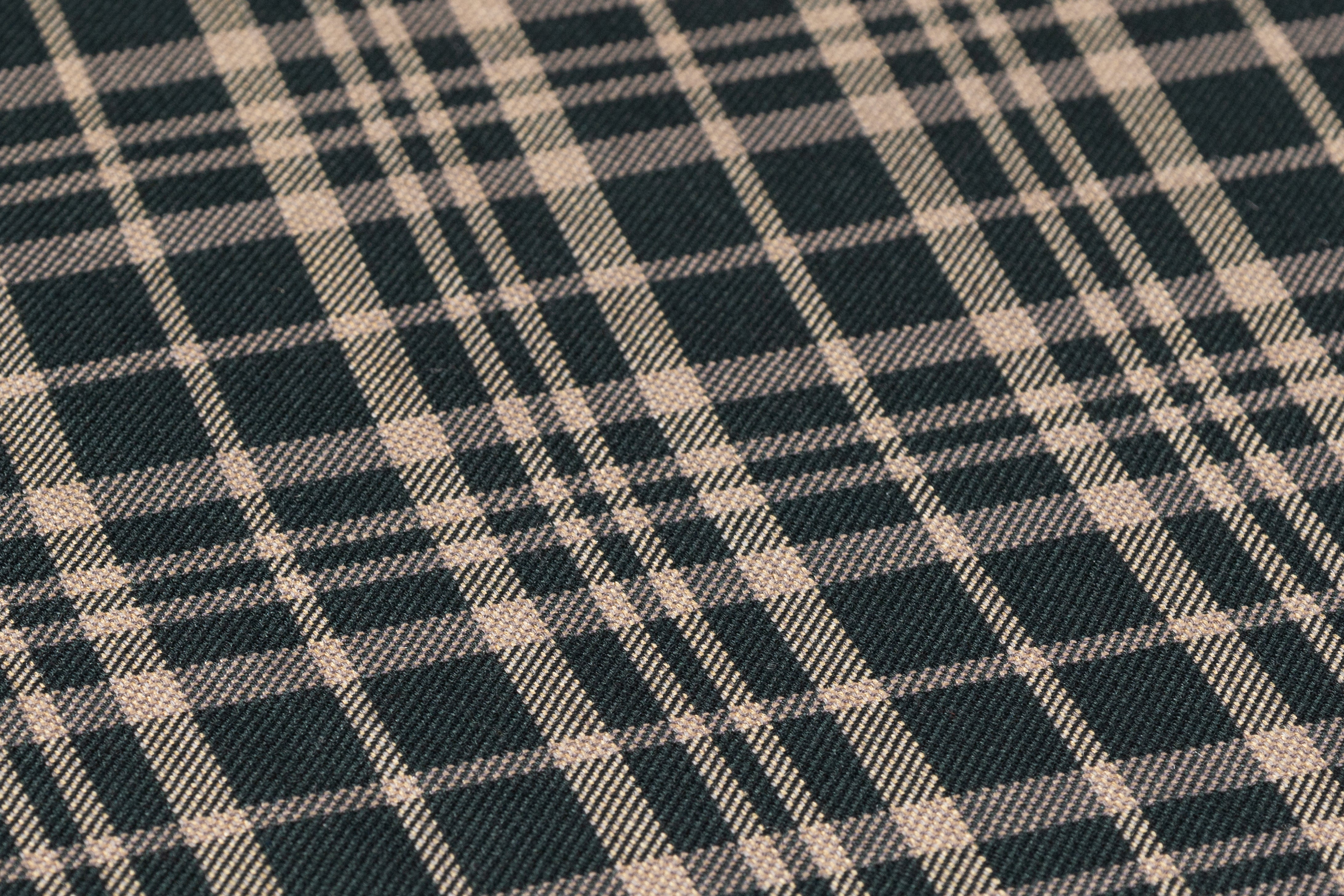 Checked Italian Silk Wool Suiting - Green / Taupe