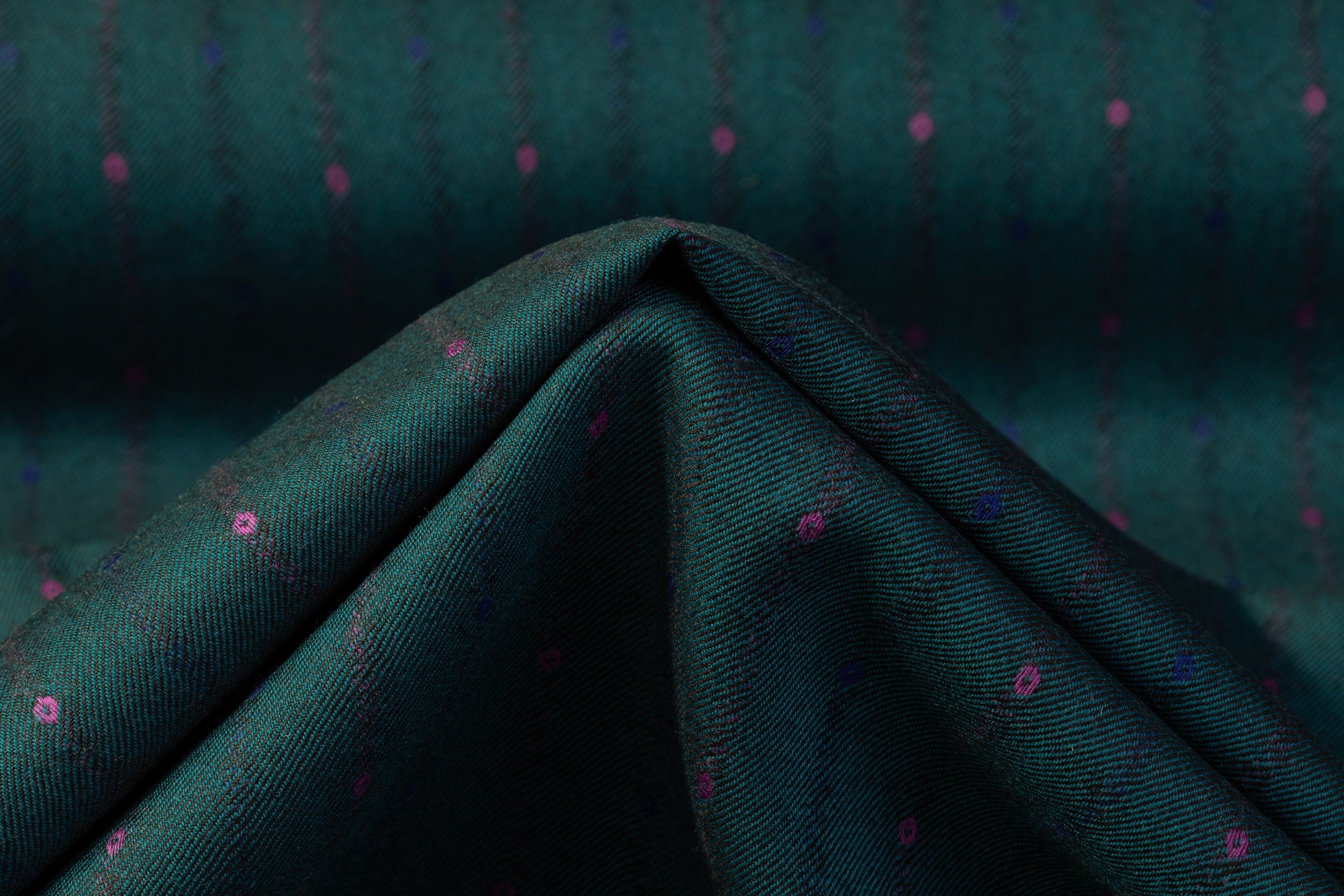 Striped Italian Wool Suiting - Teal