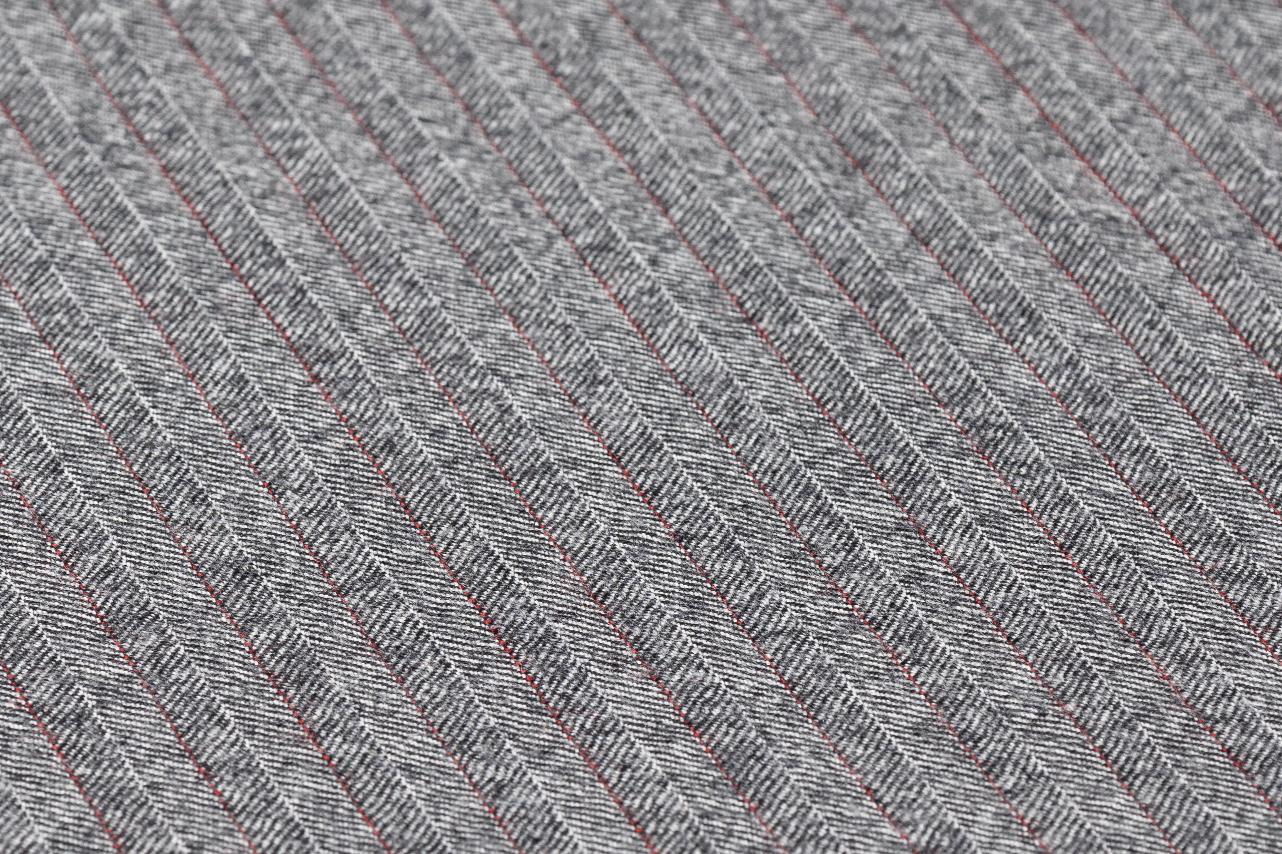 Italian Herringbone Wool Suiting - Gray / Red
