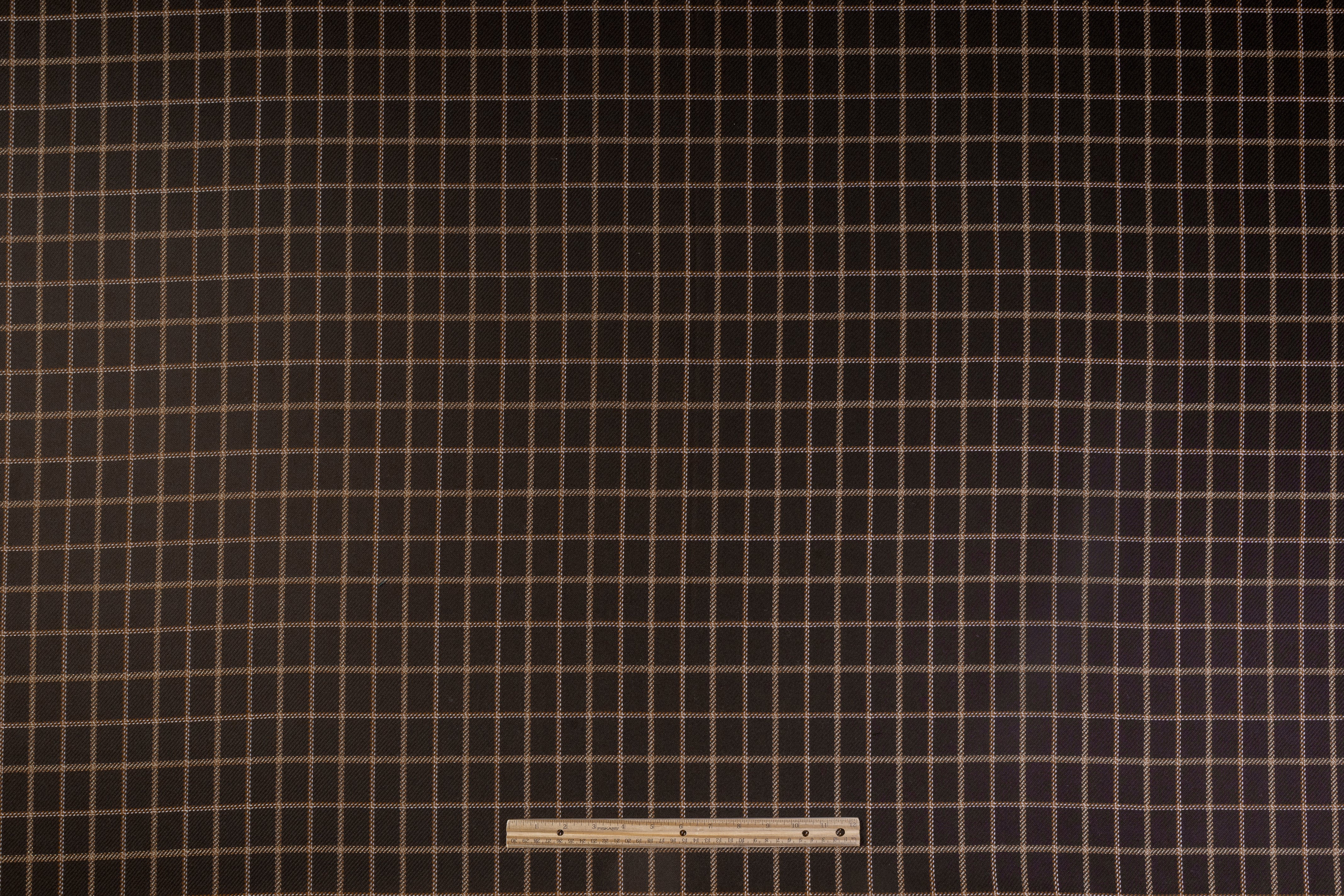 Checked Italian Wool Twill Suiting - Brown