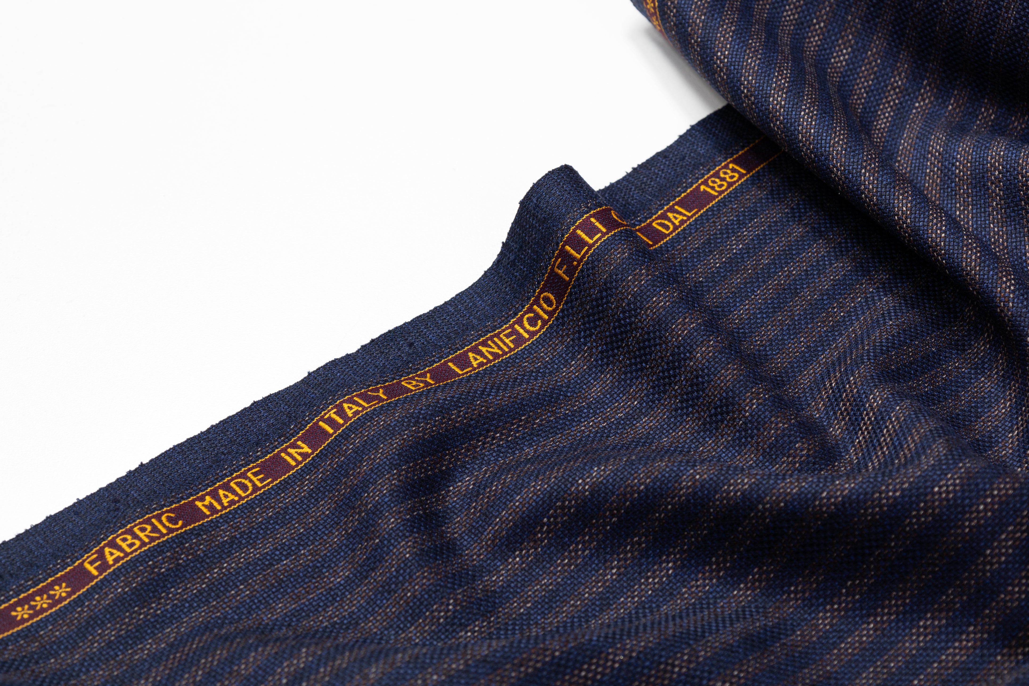 Cerruti - Striped Italian Wool Suiting - Navy / Brown