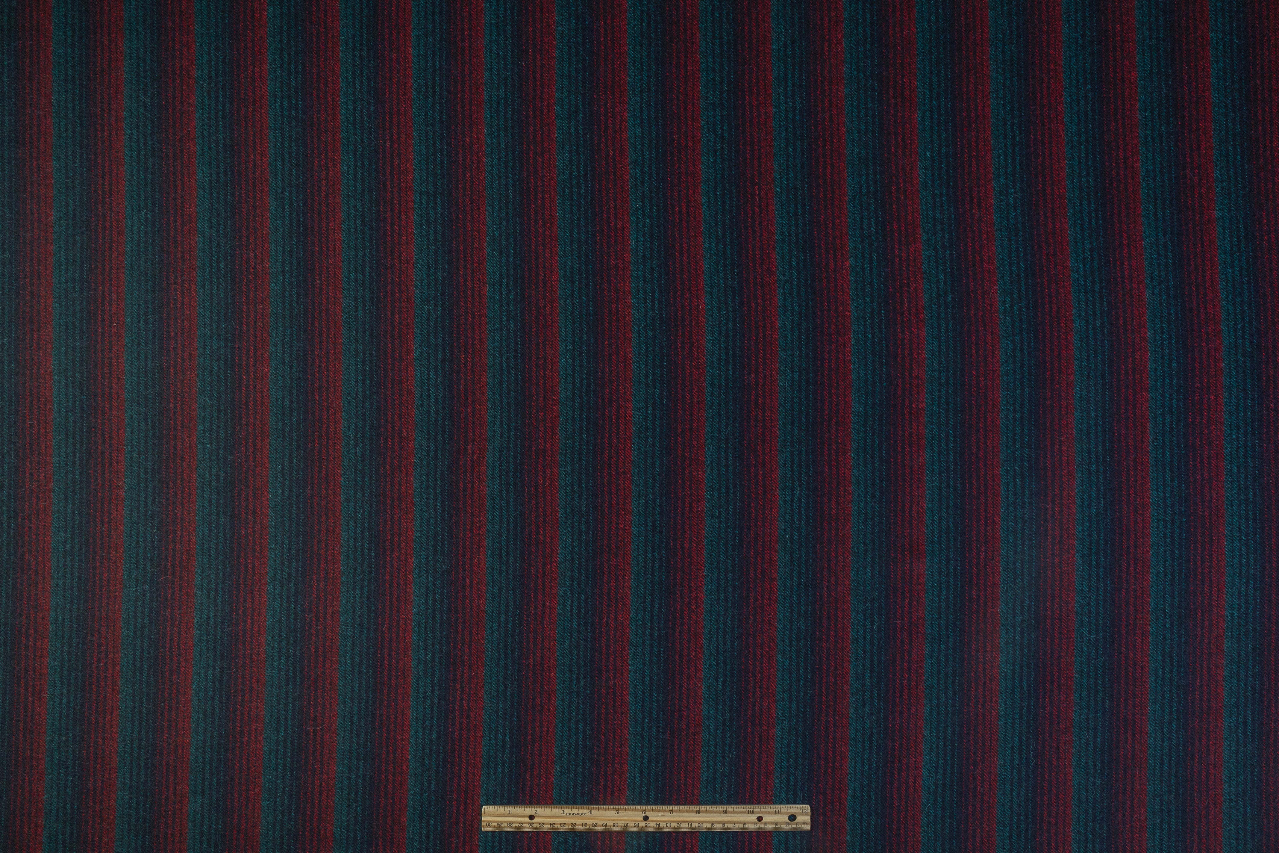 Striped Italian Alpaca Wool Blend - Teal Green / Navy / Red