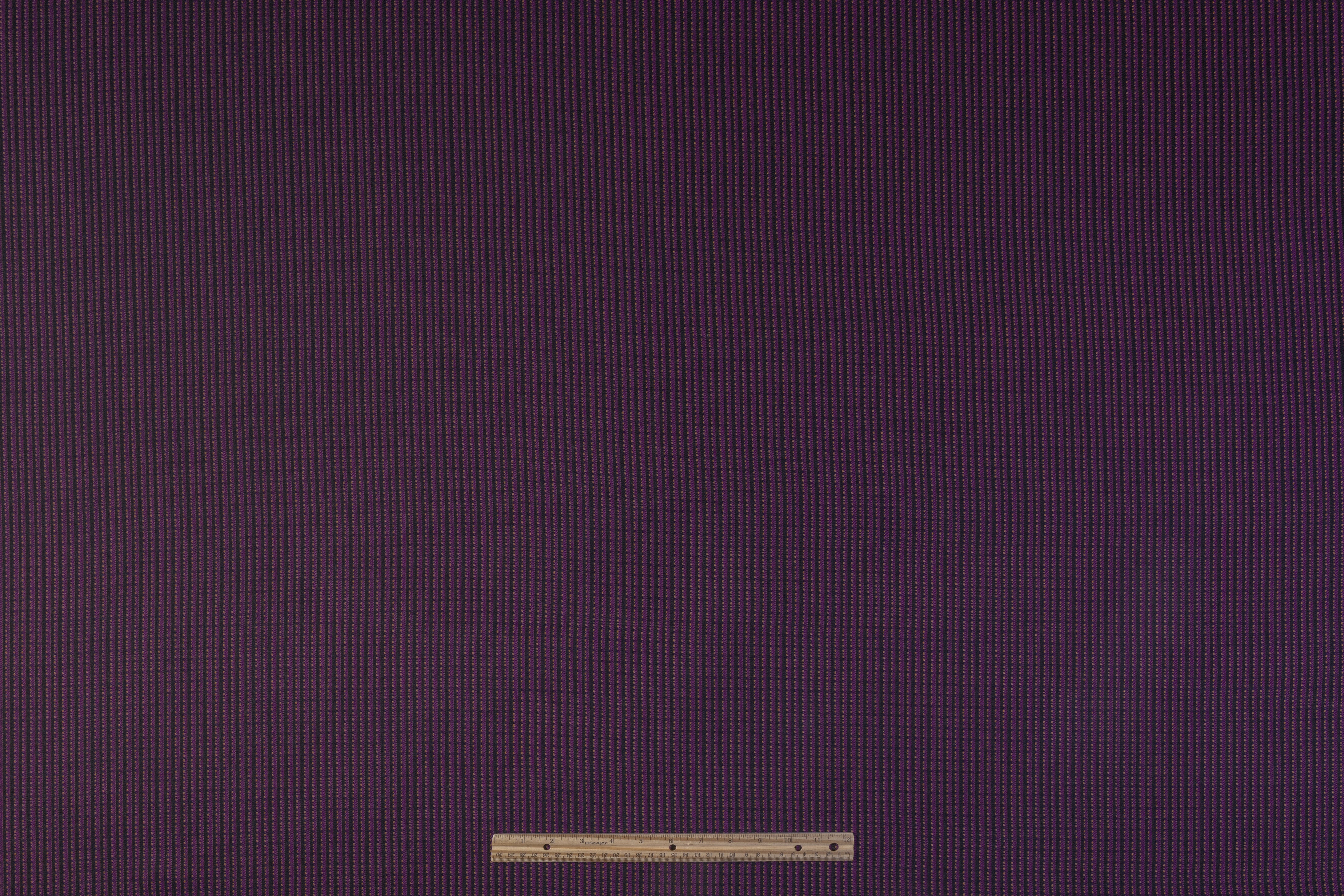 Textured Striped Italian Wool Suiting - Purple / Black / Camel