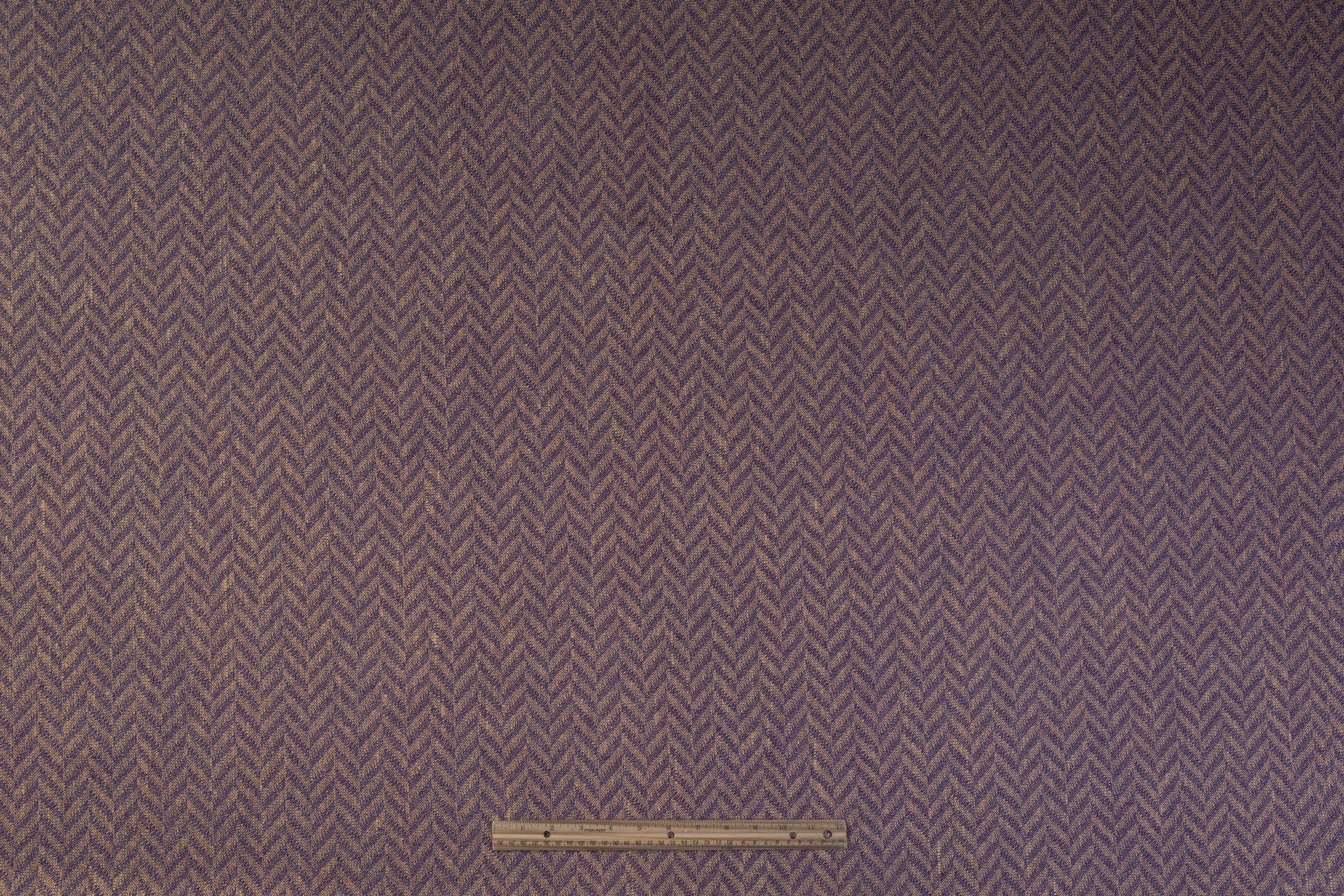 Herringbone Italian Wool Suiting - Purple / Beige