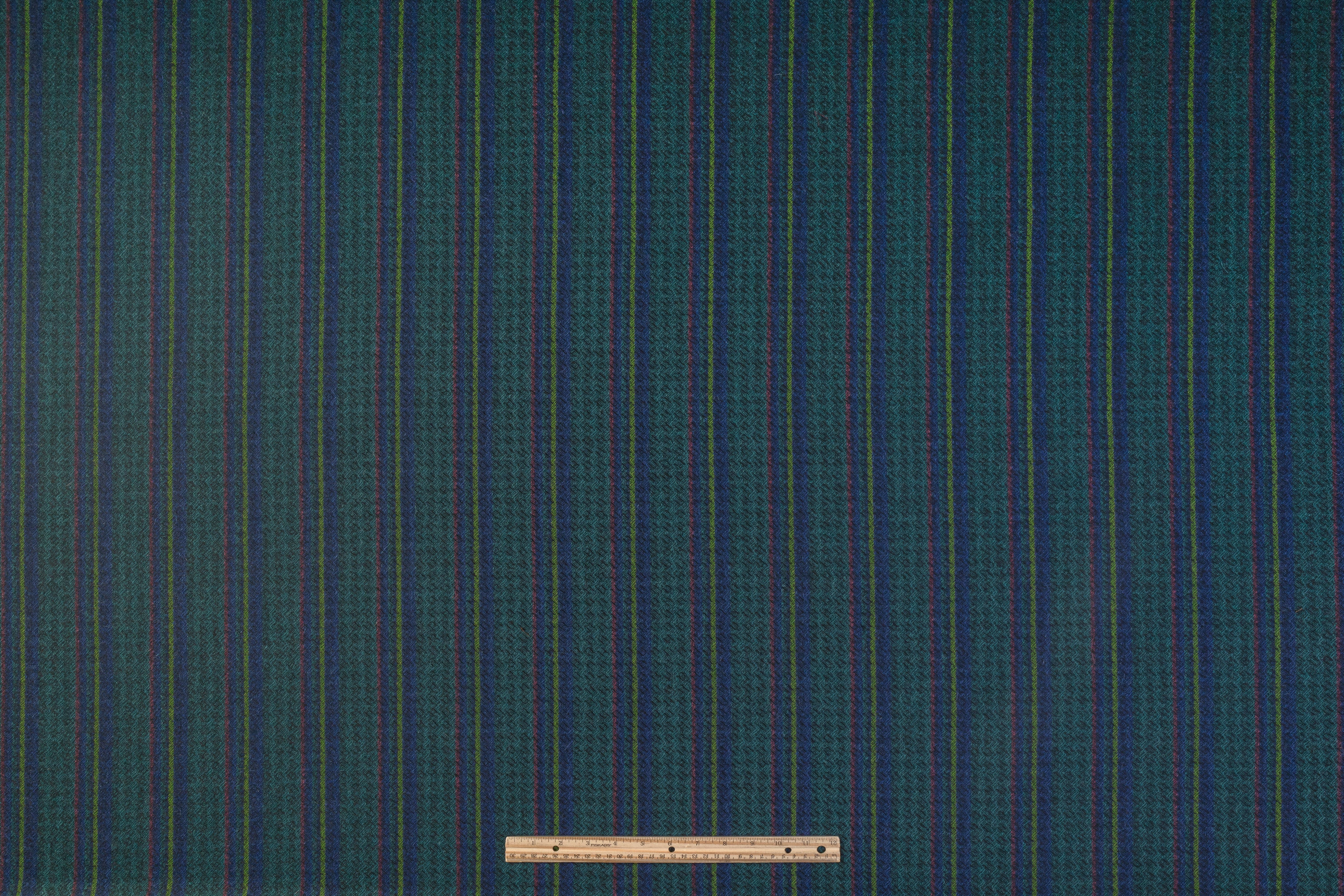 Striped Italian Alpaca Wool - Teal Green