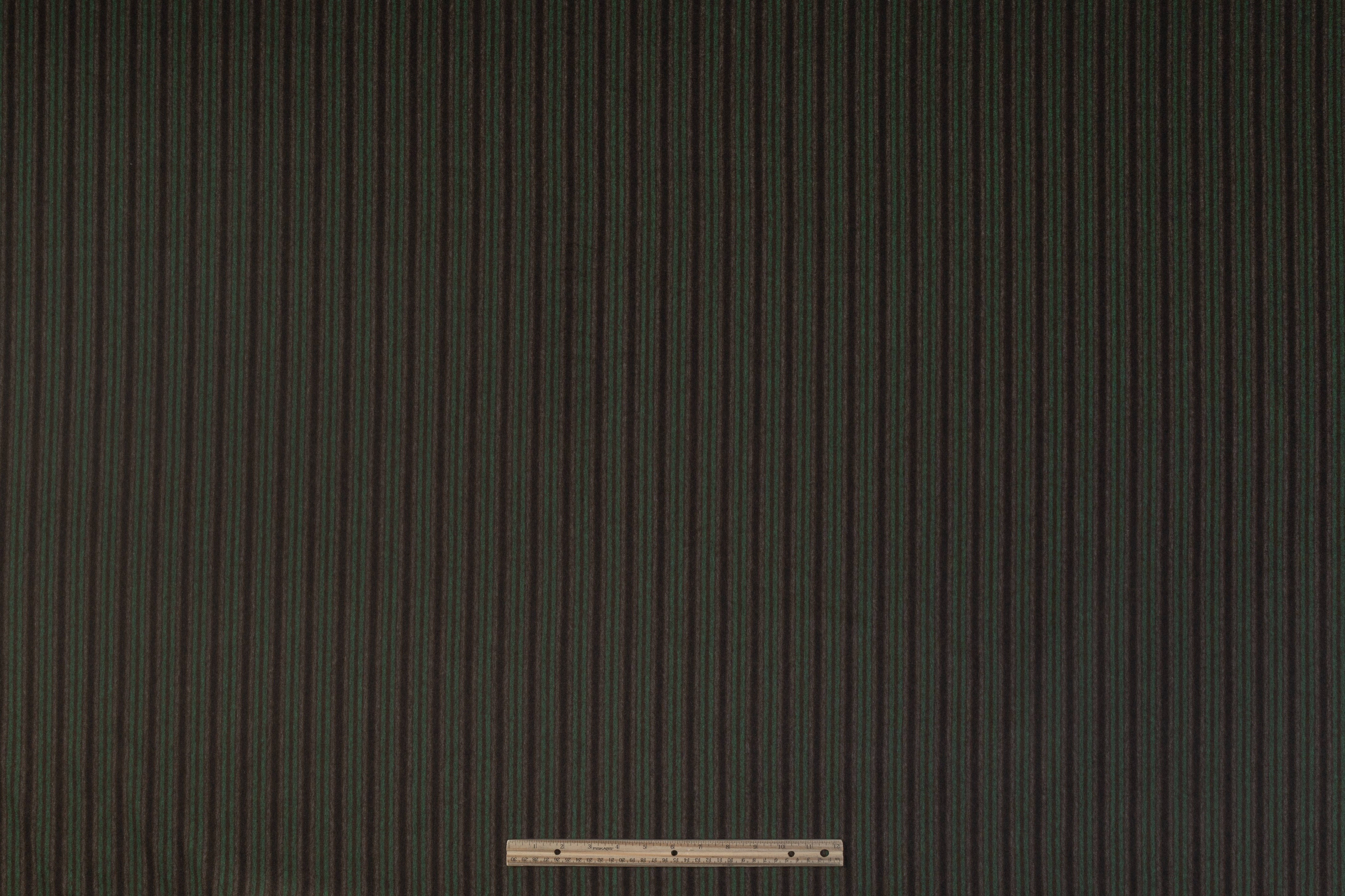 Striped Italian Wool Nylon Flannel - Green / Brown