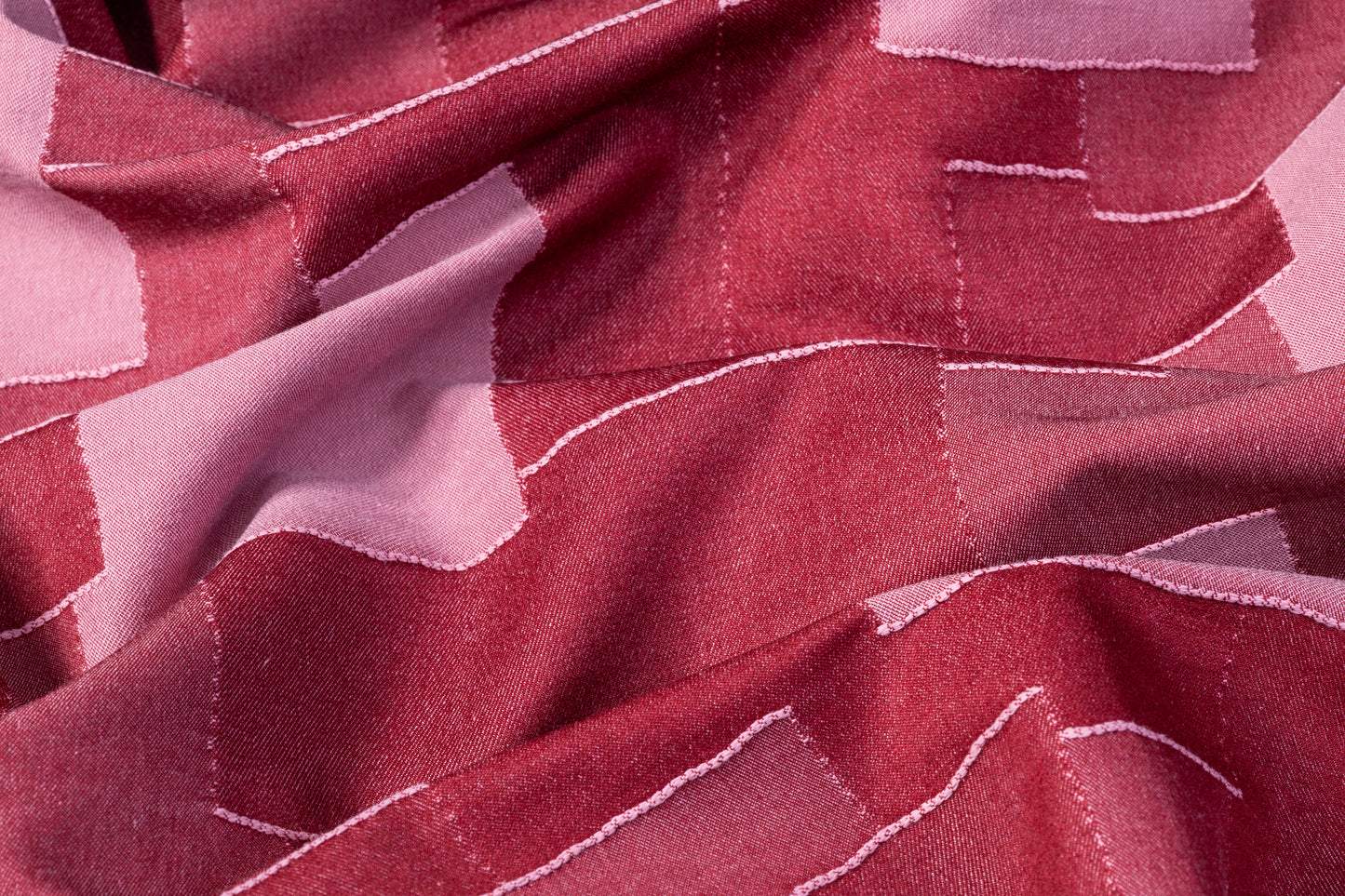 Patch Design Stretch Denim - Red / Pink