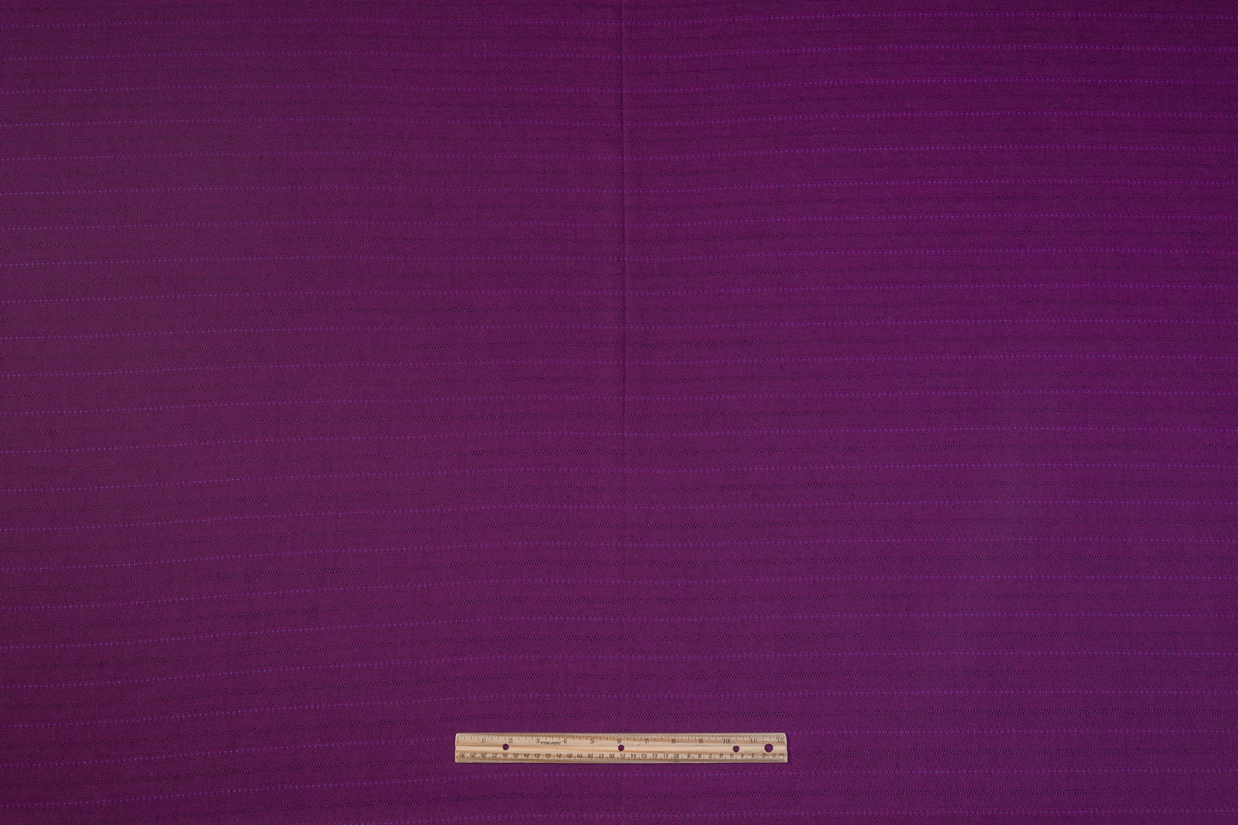 Diamond Striped Italian Wool Suiting - Purple / Blue