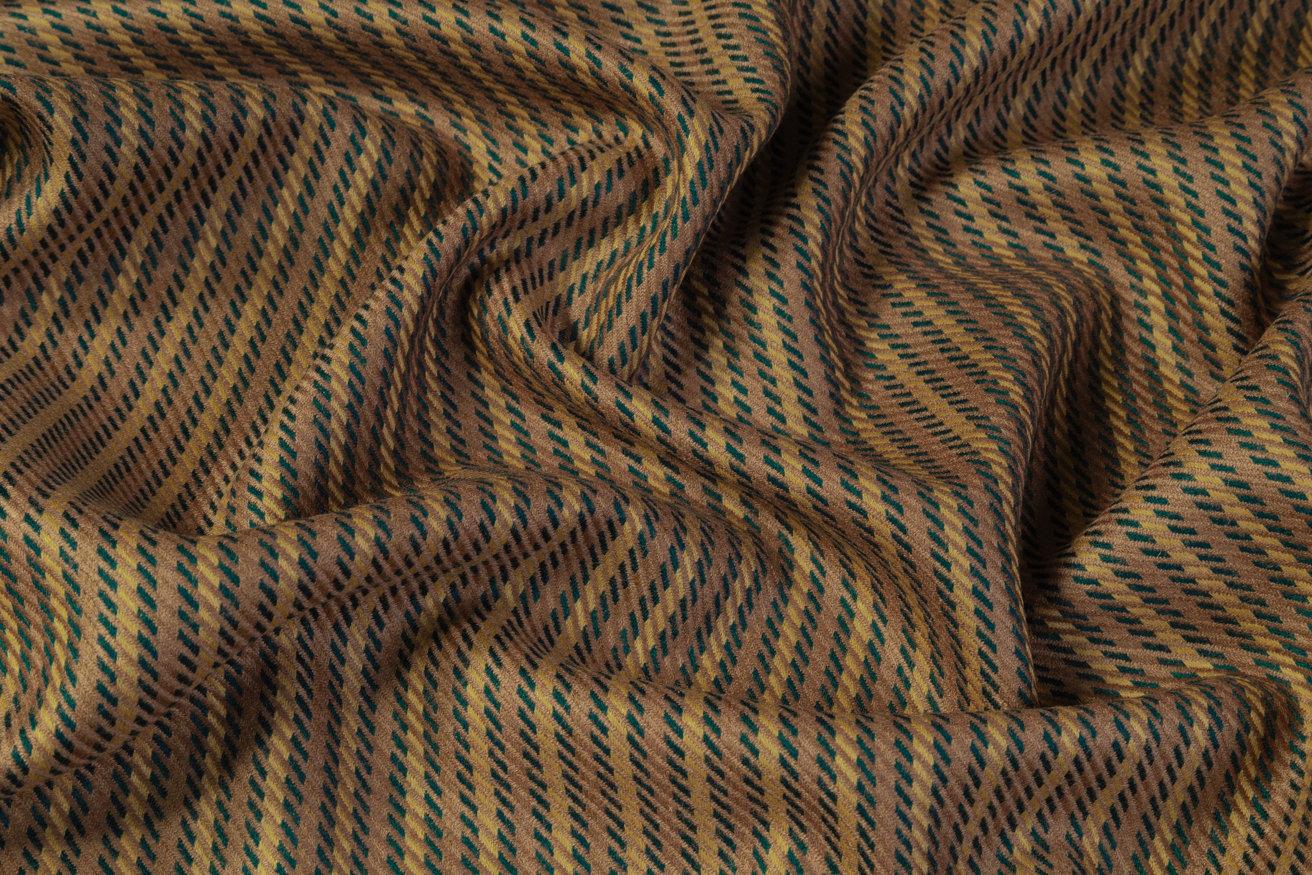 Striped Italian Wool Nylon Blend - Brown / Teal