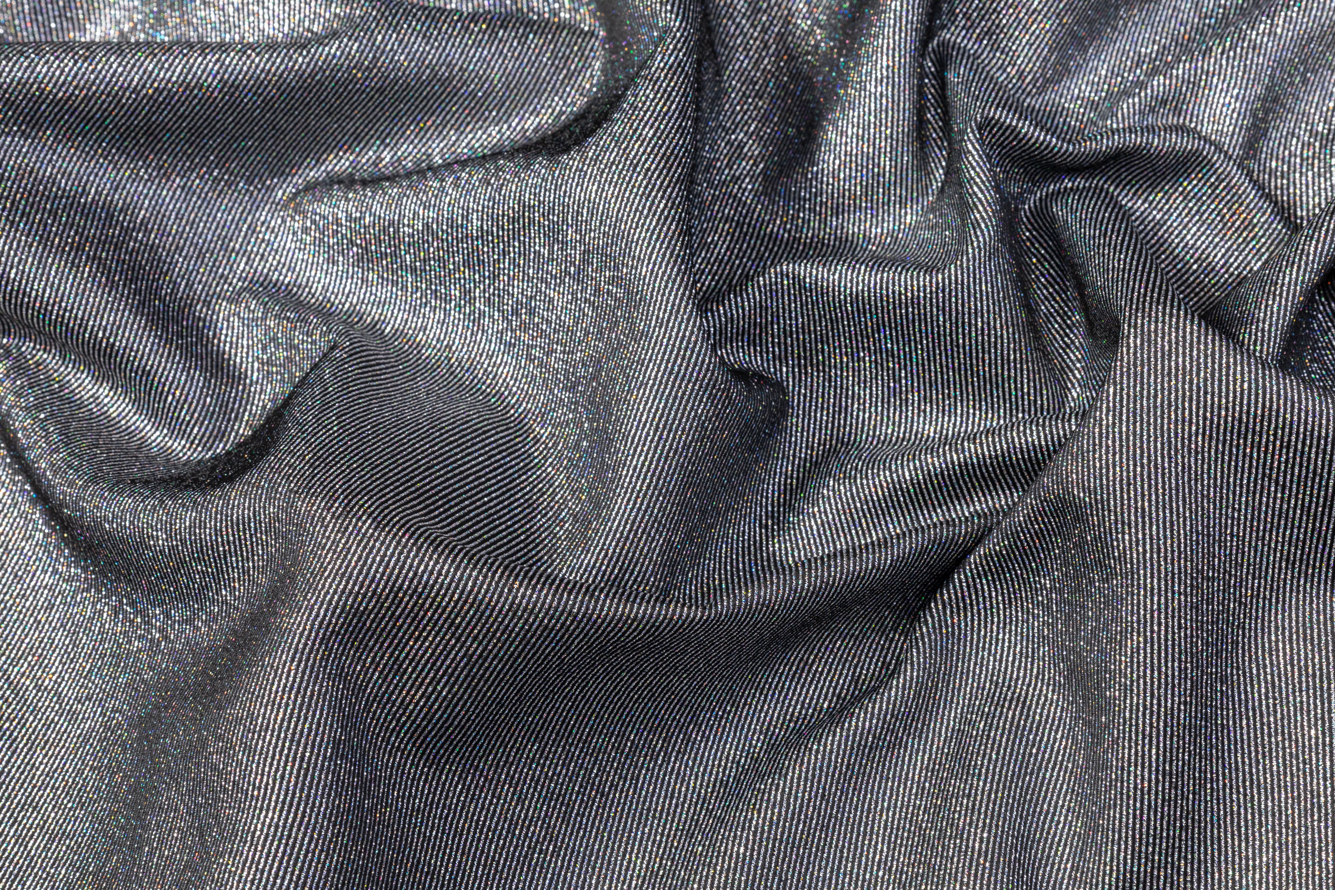 Iridescent Metallic Twill - Silver / Multicolor