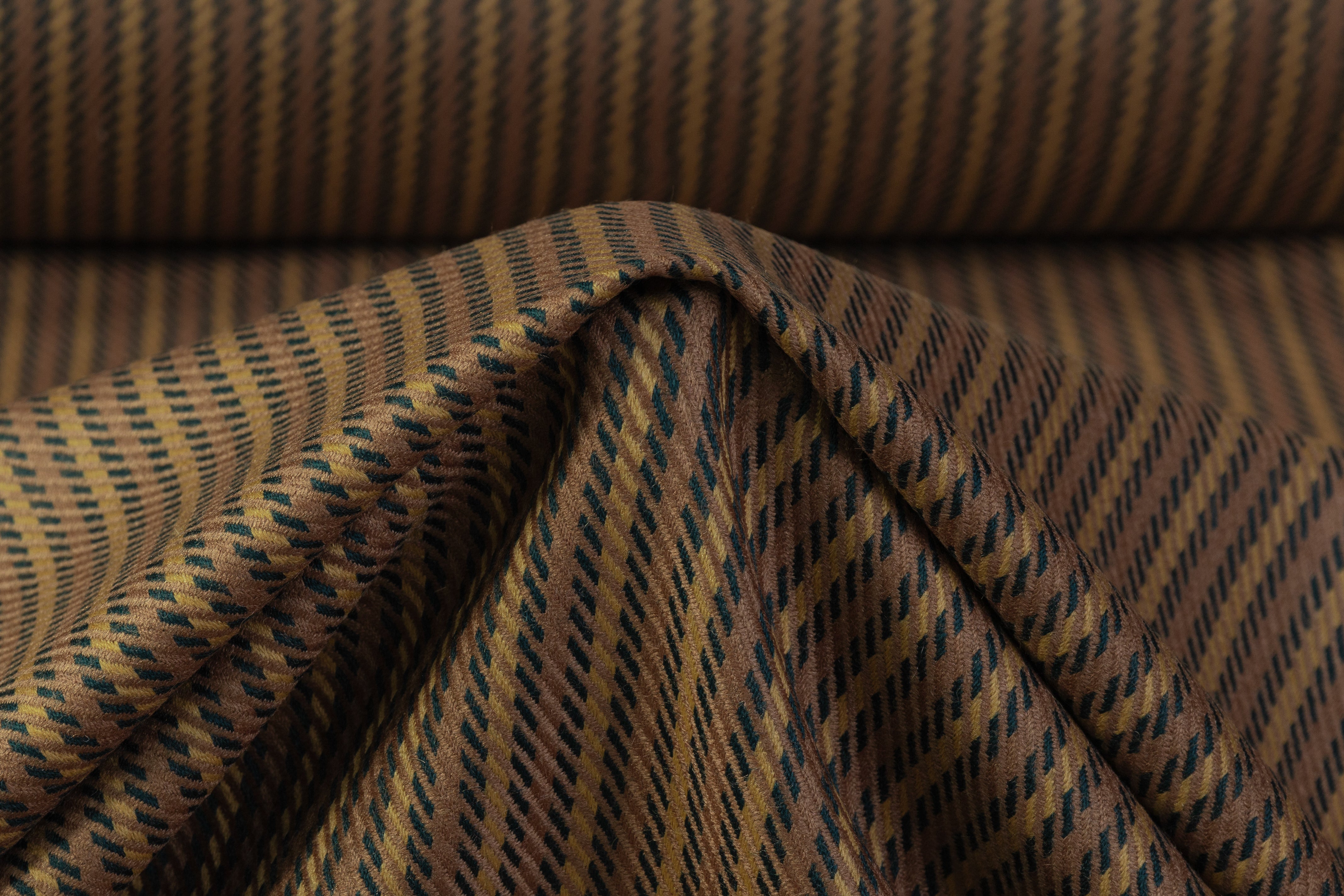 Striped Italian Wool Nylon Blend - Brown / Teal