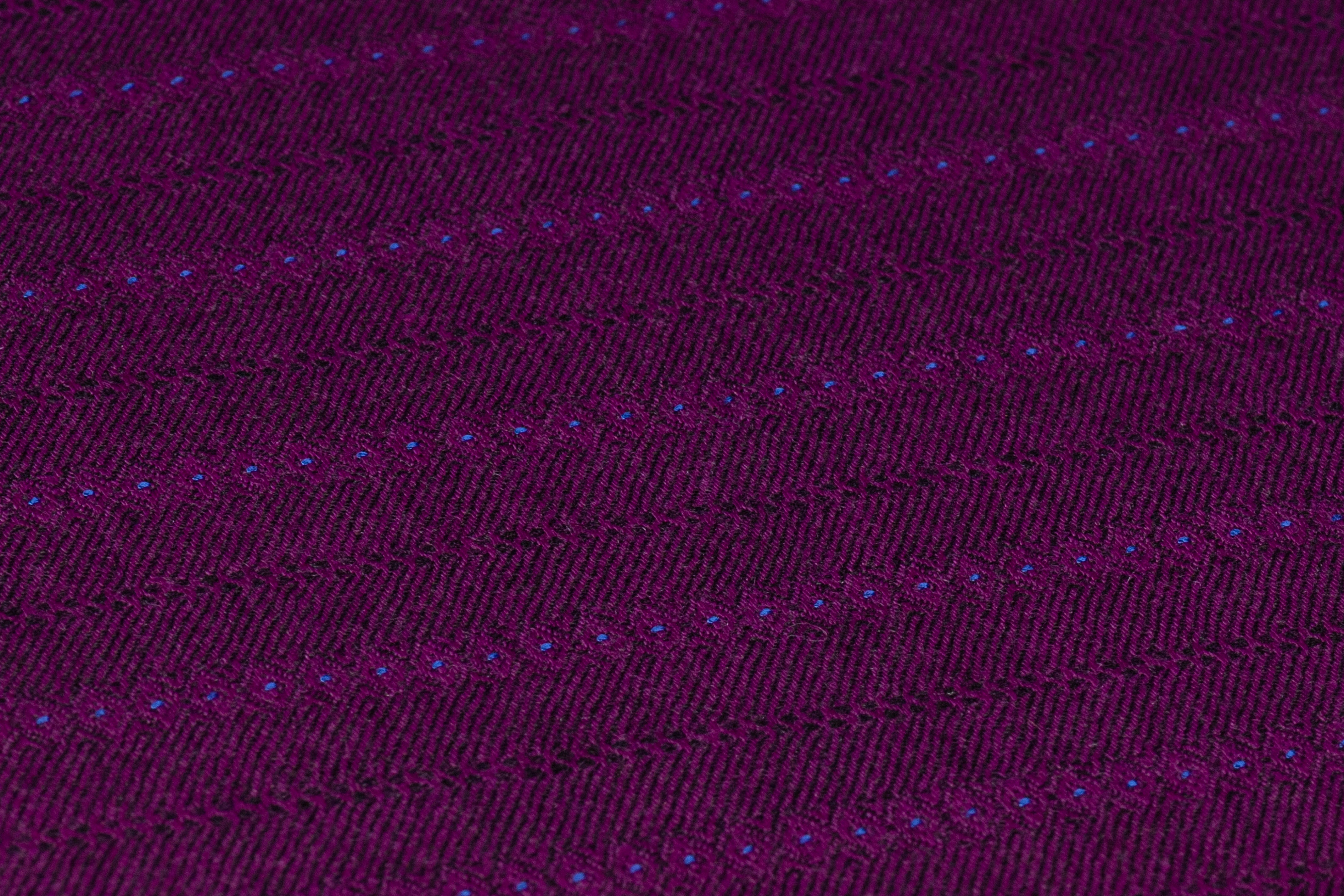 Diamond Striped Italian Wool Suiting - Purple / Blue