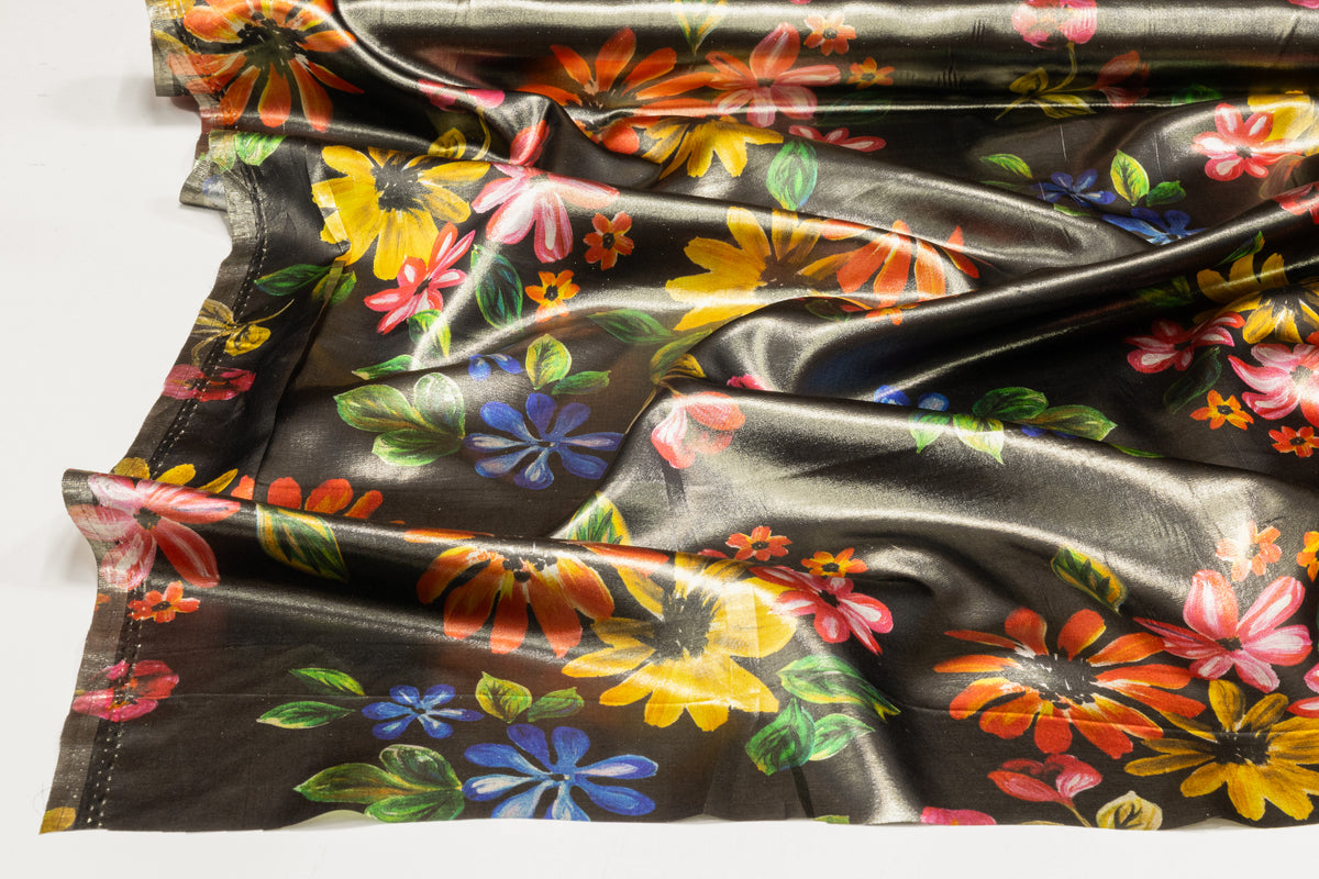 Floral Italian Silk Lamé - Multicolor