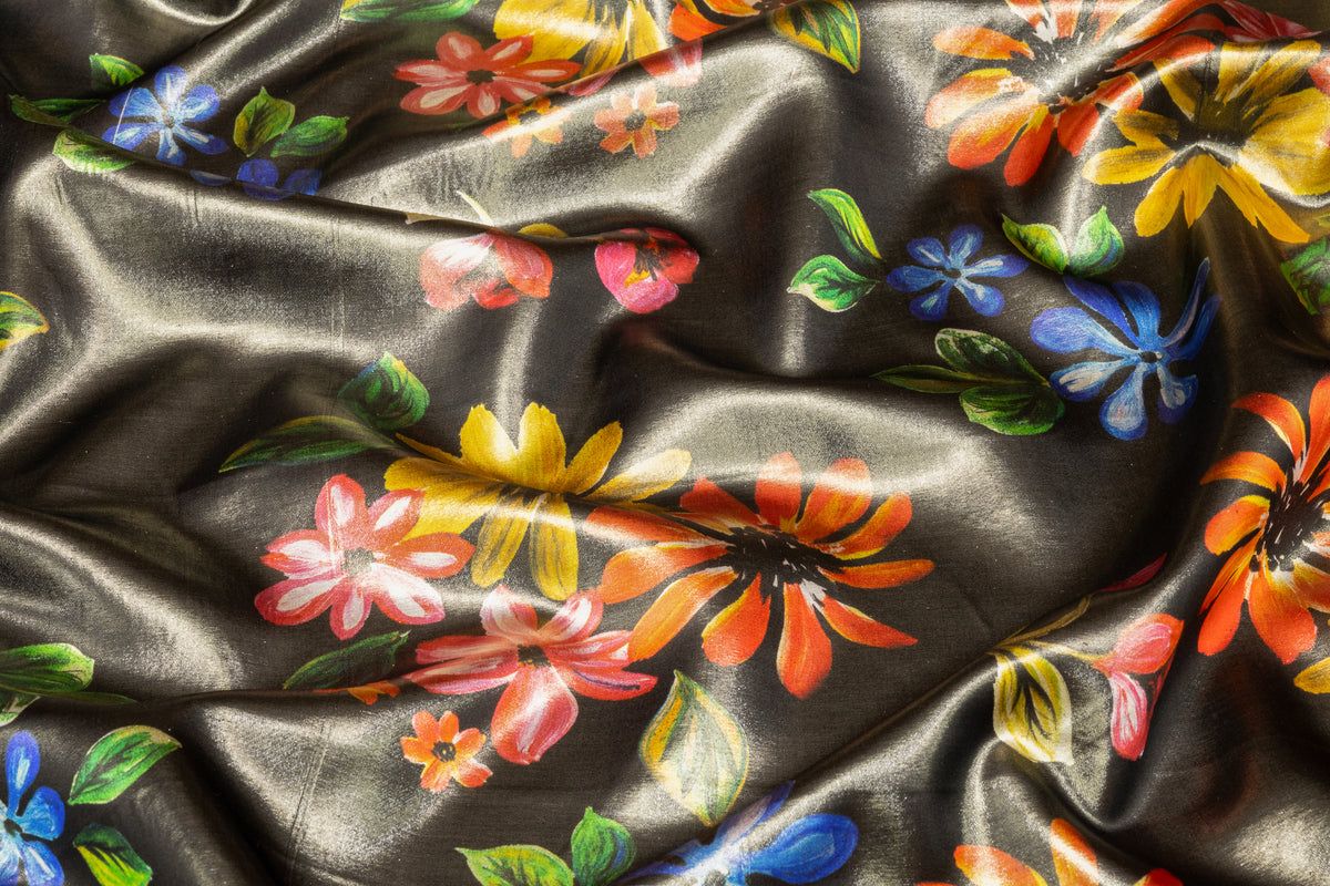 Floral Italian Silk Lamé - Multicolor