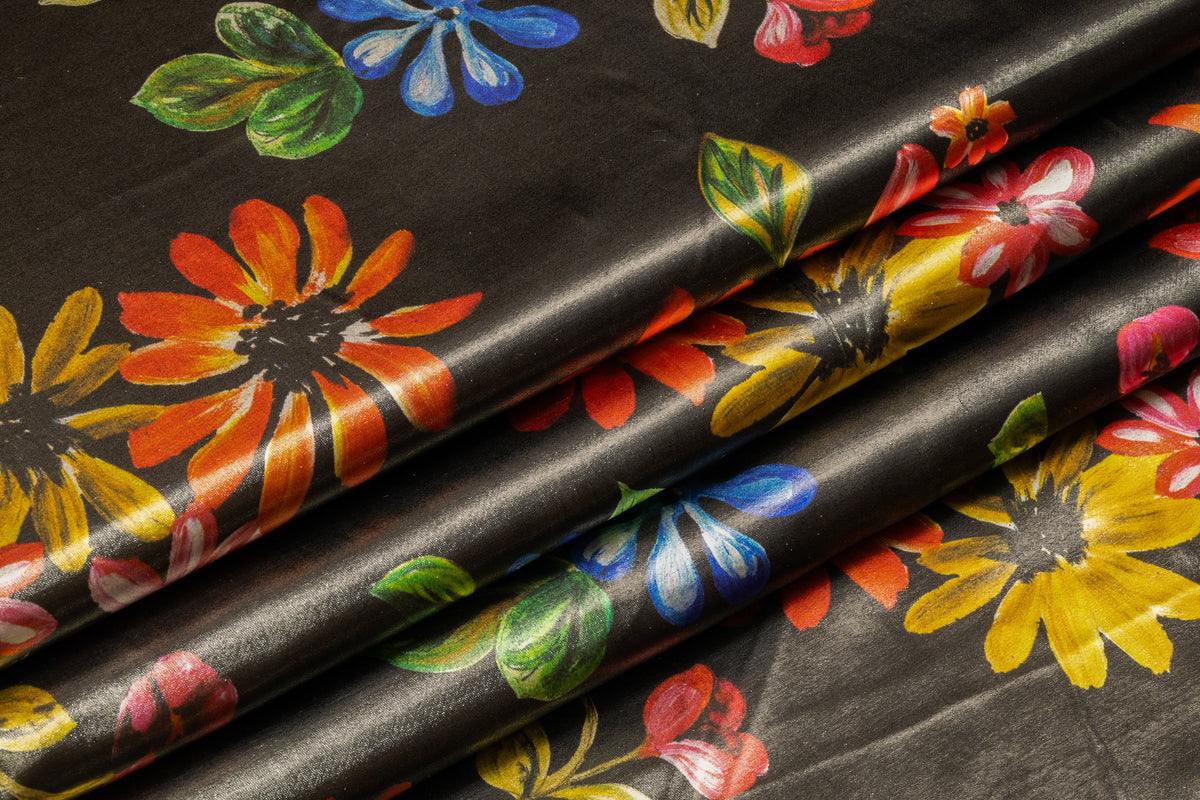 Floral Italian Silk Lamé - Multicolor