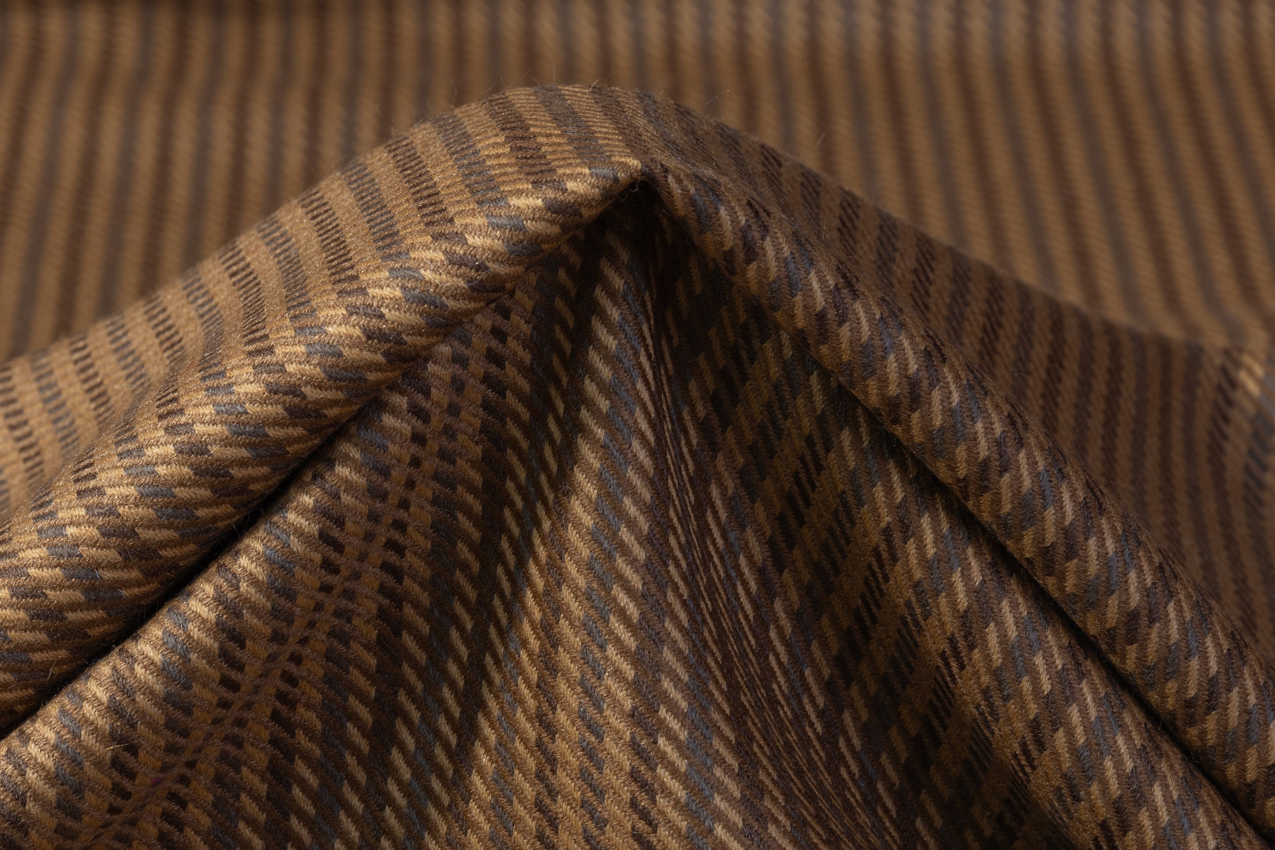 Striped Italian Wool Nylon Blend - Camel Brown / Gray