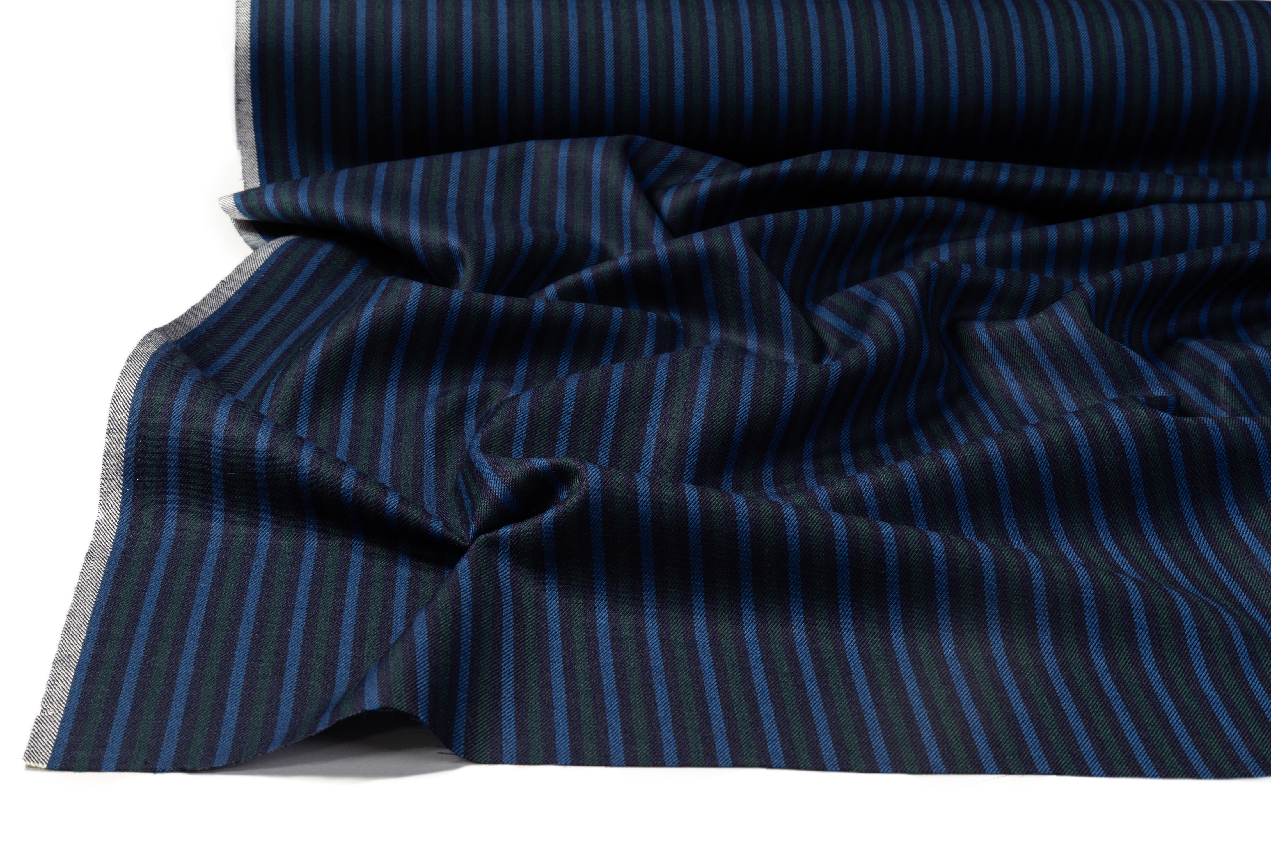 Striped Italian Wool Nylon Blend - Blue / Green