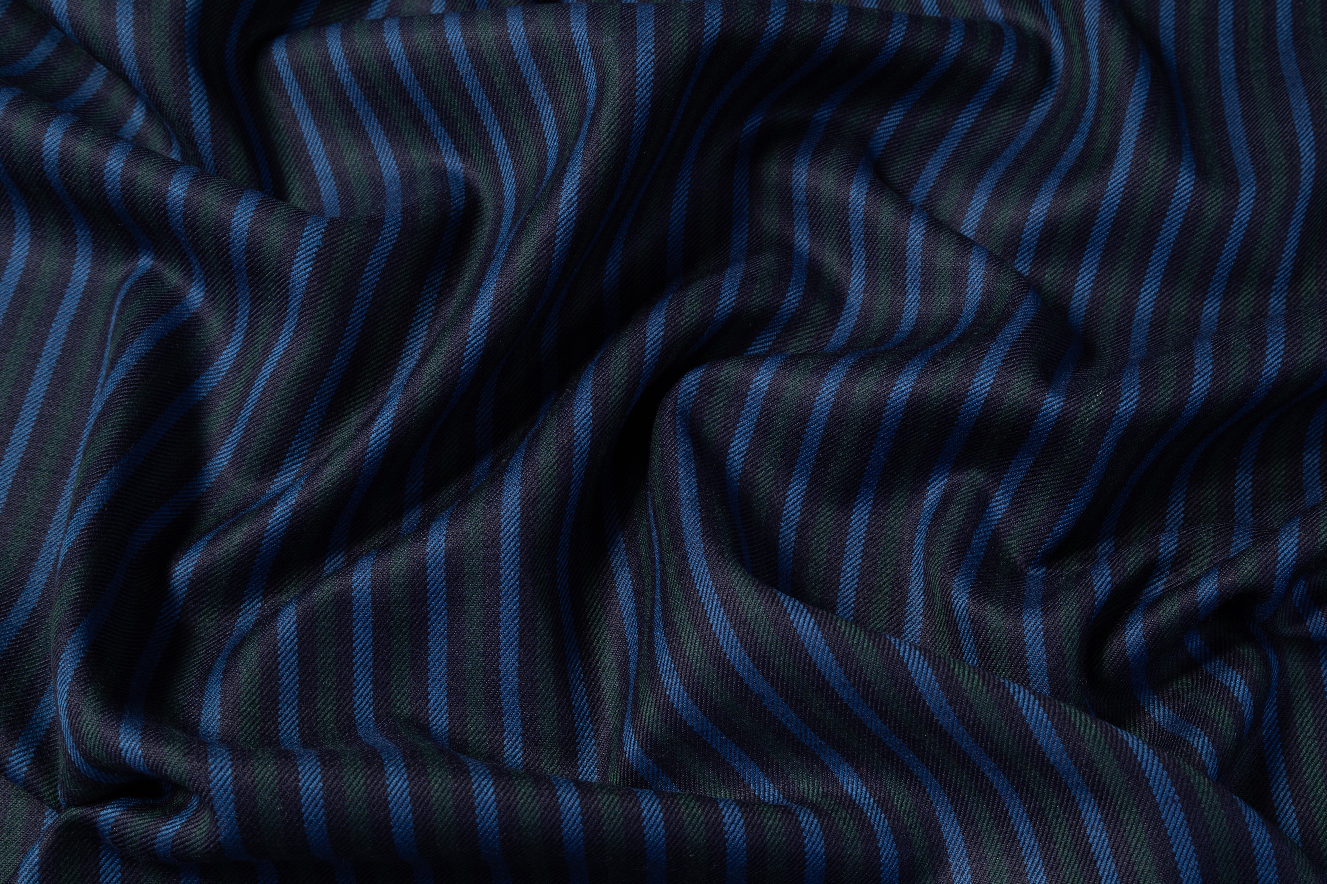 Striped Italian Wool Nylon Blend - Blue / Green