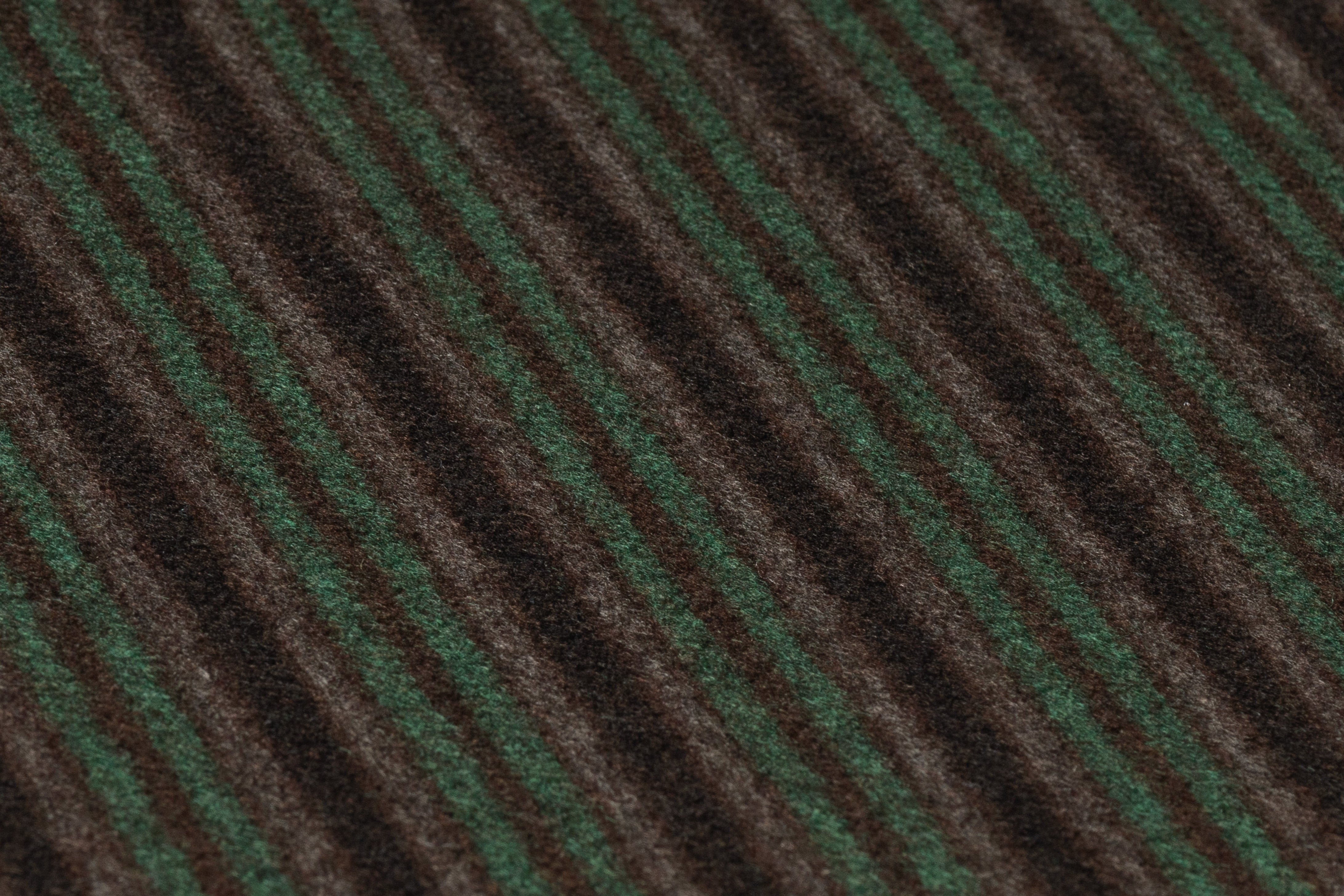 Striped Italian Wool Nylon Flannel - Green / Brown