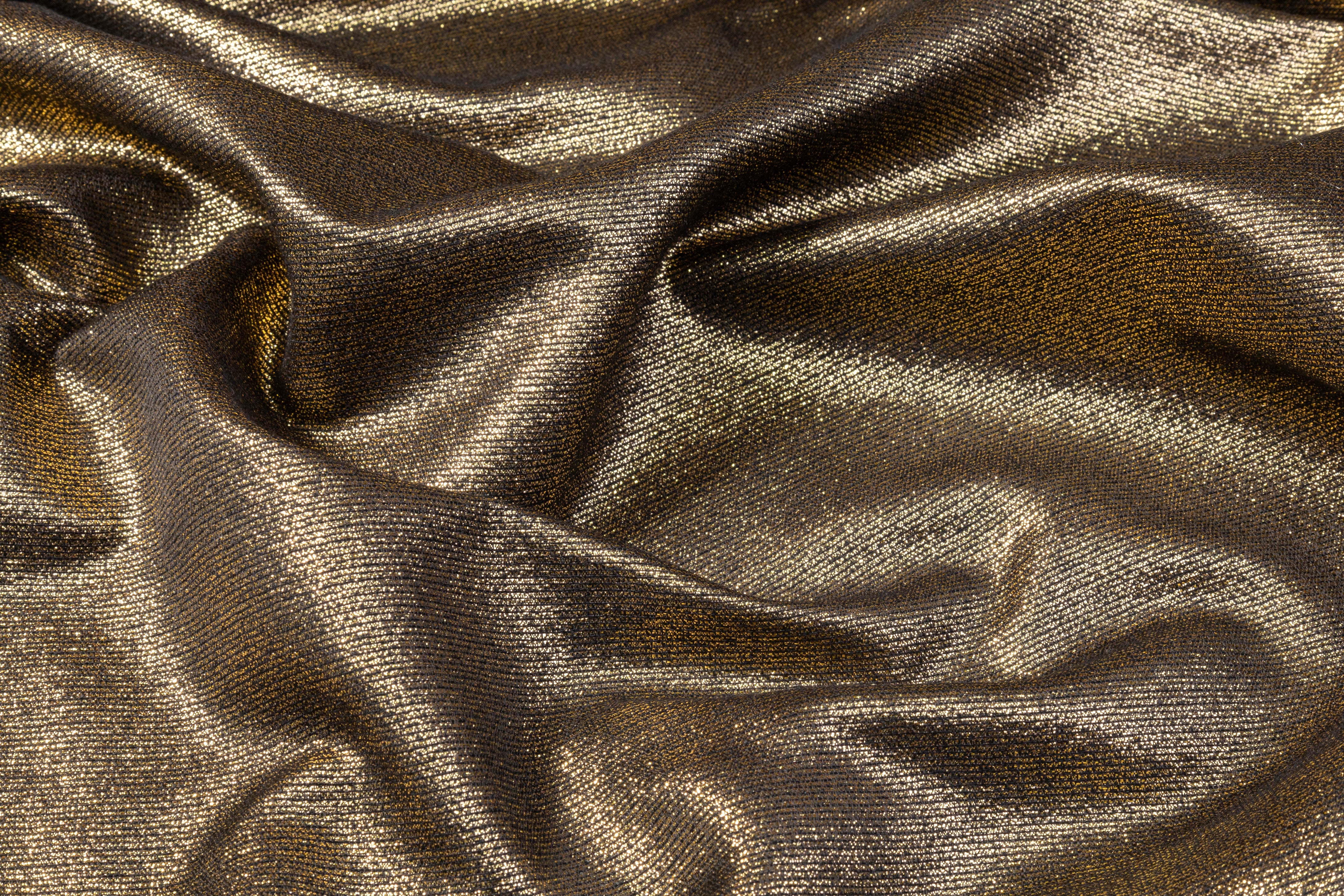 Iridescent Metallic Brocade - Black / Gold