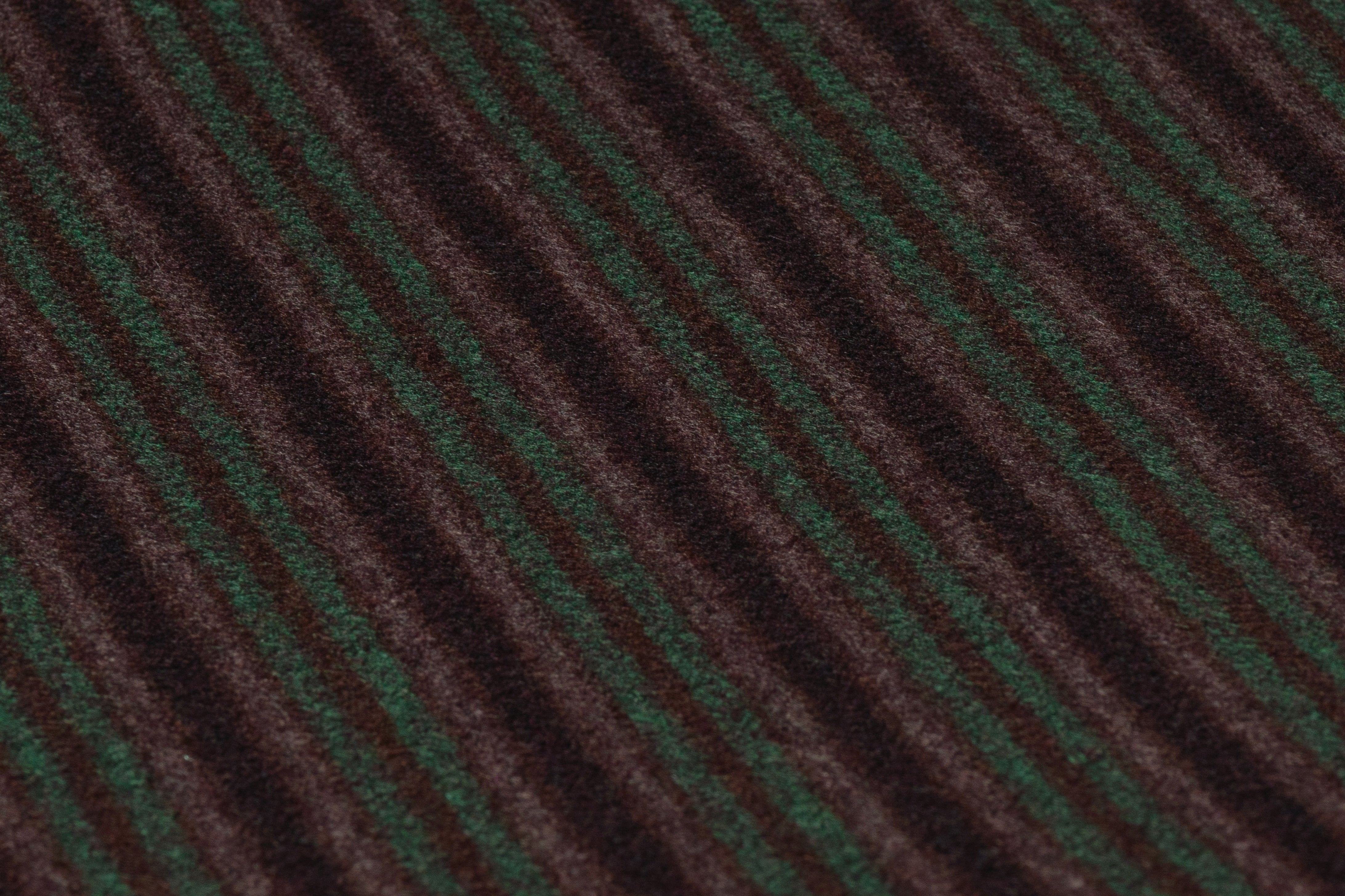 Striped Italian Wool Nylon Flannel - Green / Dark Brown